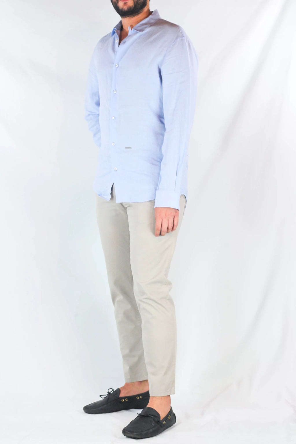 Cotton Chino Trousers in Stone Beige