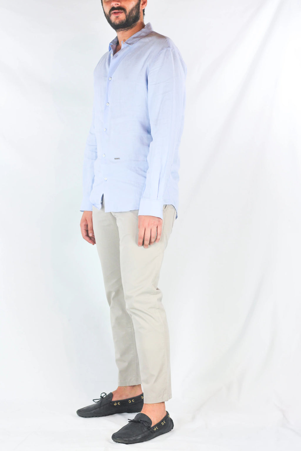 Cotton Chino Trousers in Stone Beige