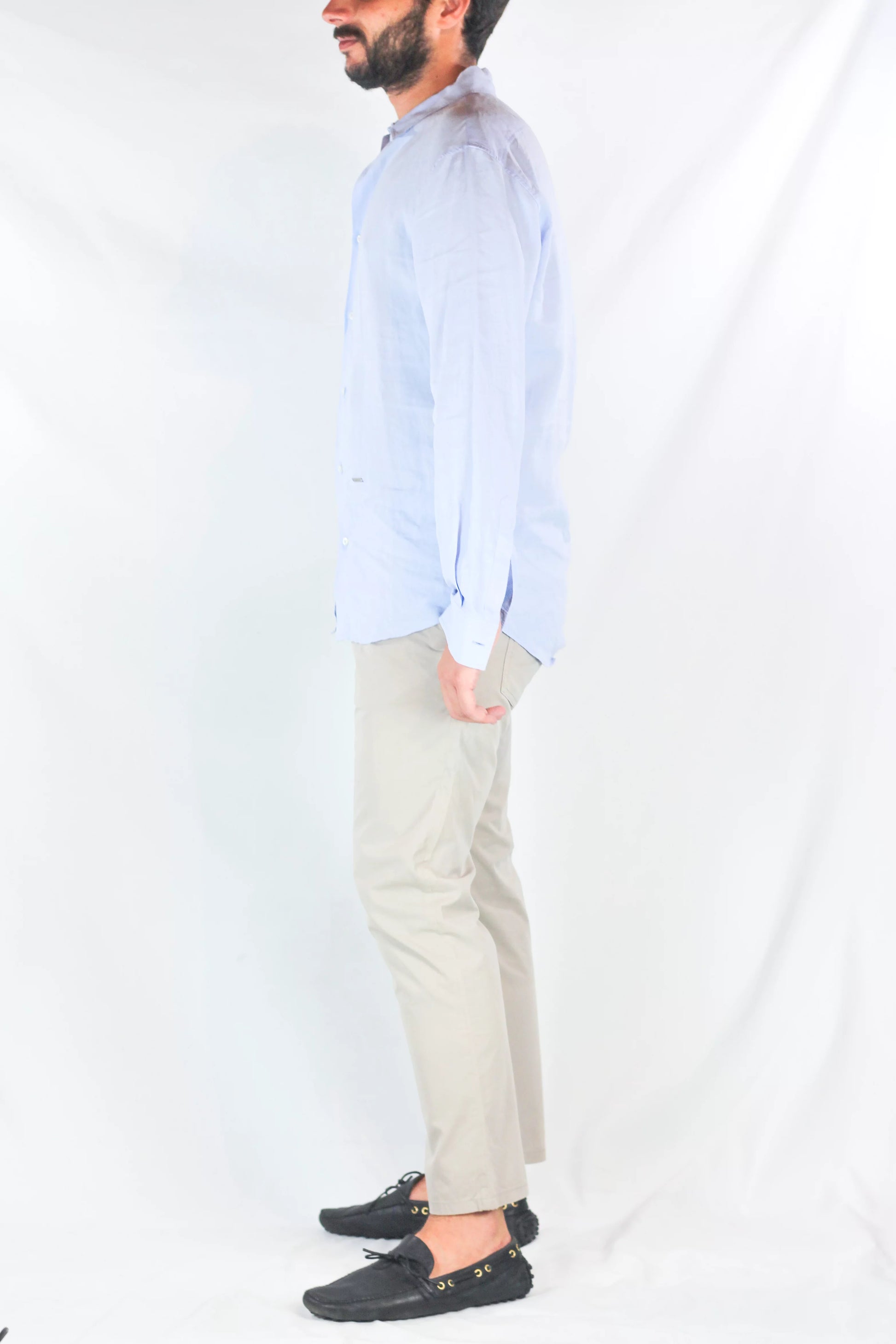 Cotton Chino Trousers in Stone Beige
