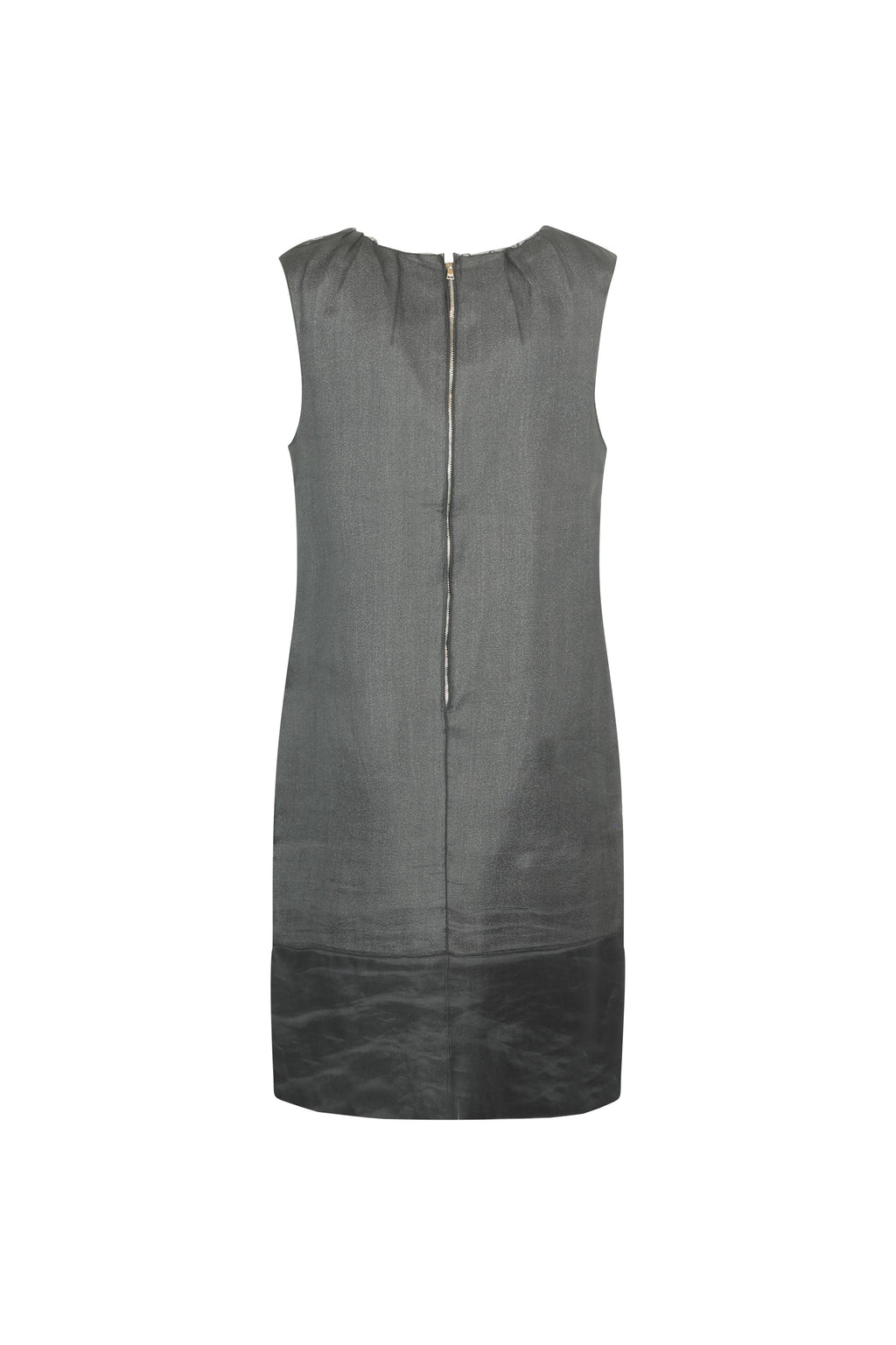 Black Double-Layer Dress with Ruched Neckline