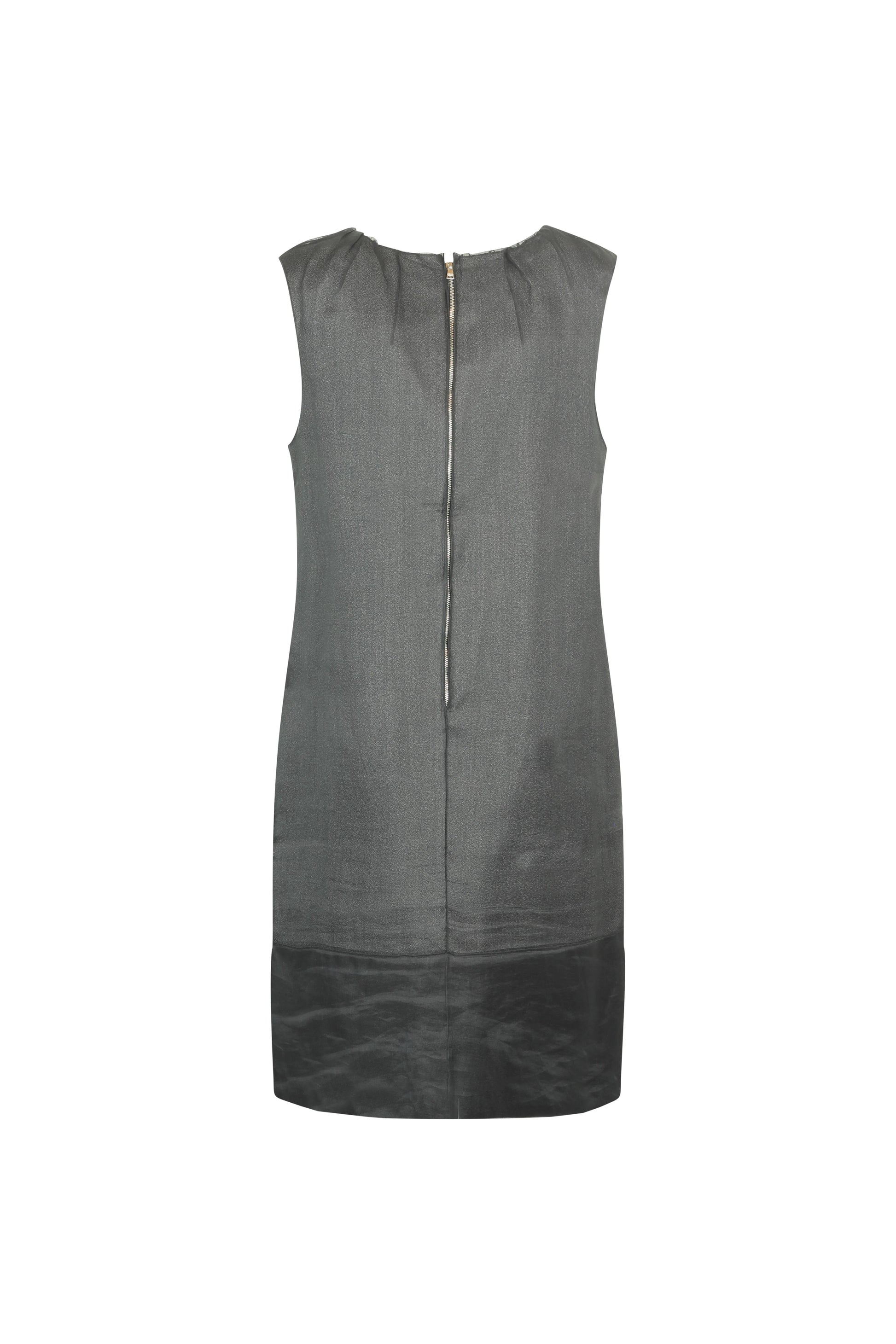 Black Double-Layer Dress with Ruched Neckline