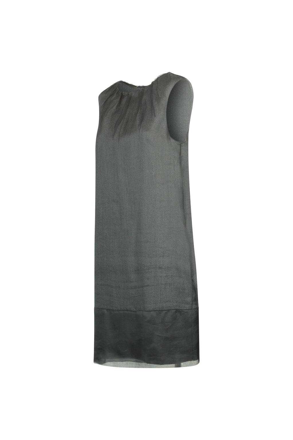 Black Double-Layer Dress with Ruched Neckline