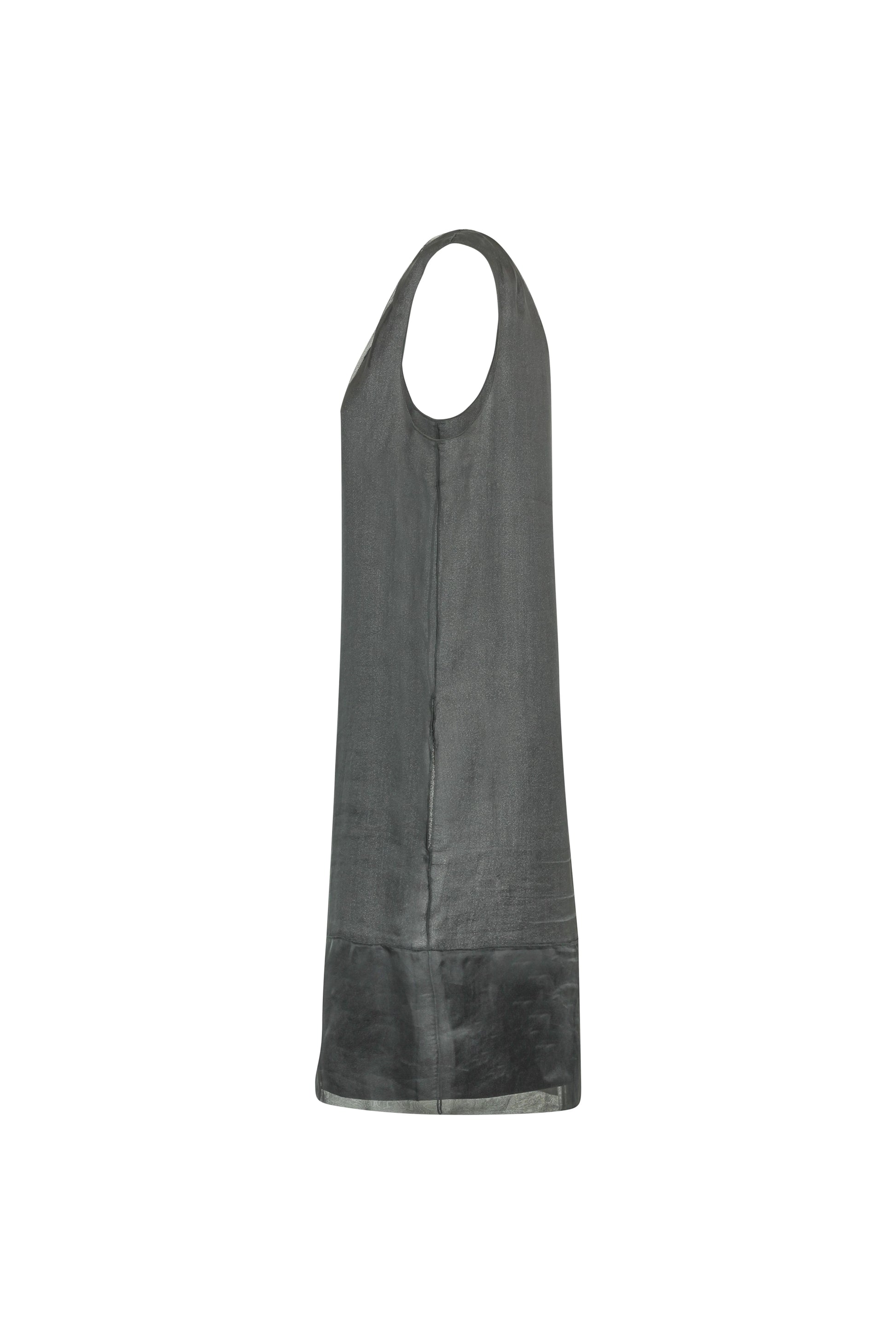 Black Double-Layer Dress with Ruched Neckline
