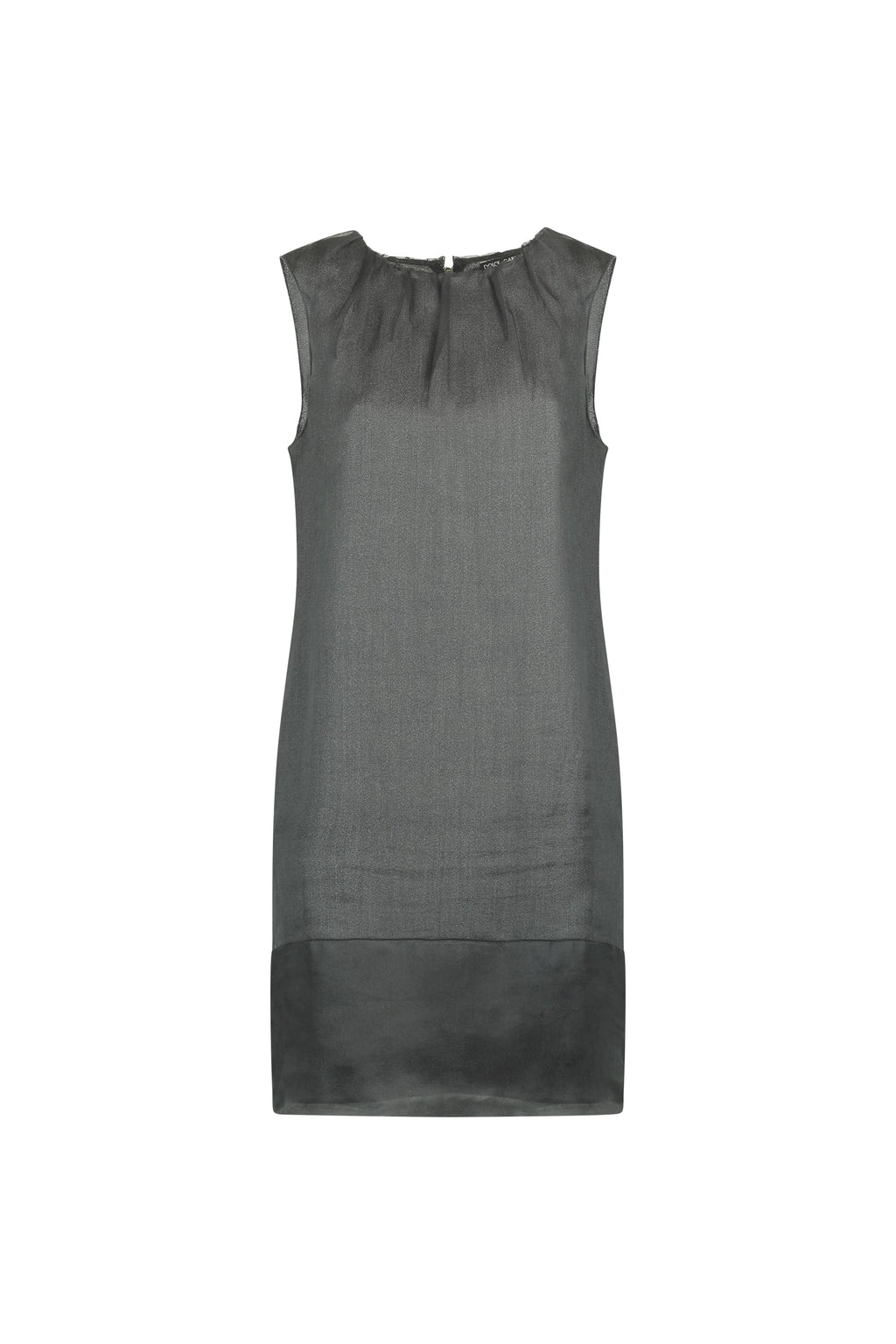 Black Double-Layer Dress with Ruched Neckline
