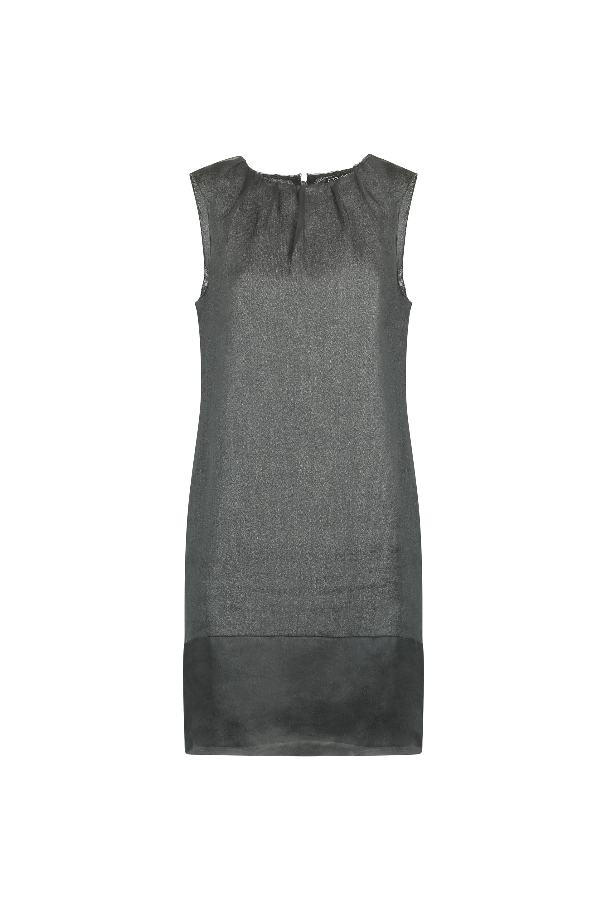 Black Double-Layer Dress with Ruched Neckline