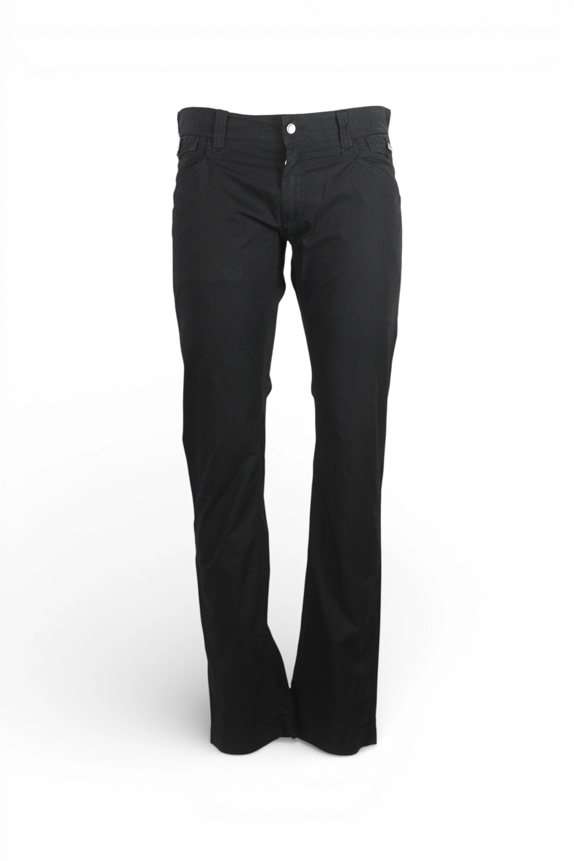 Black Chino Trousers with Back Logo Patch