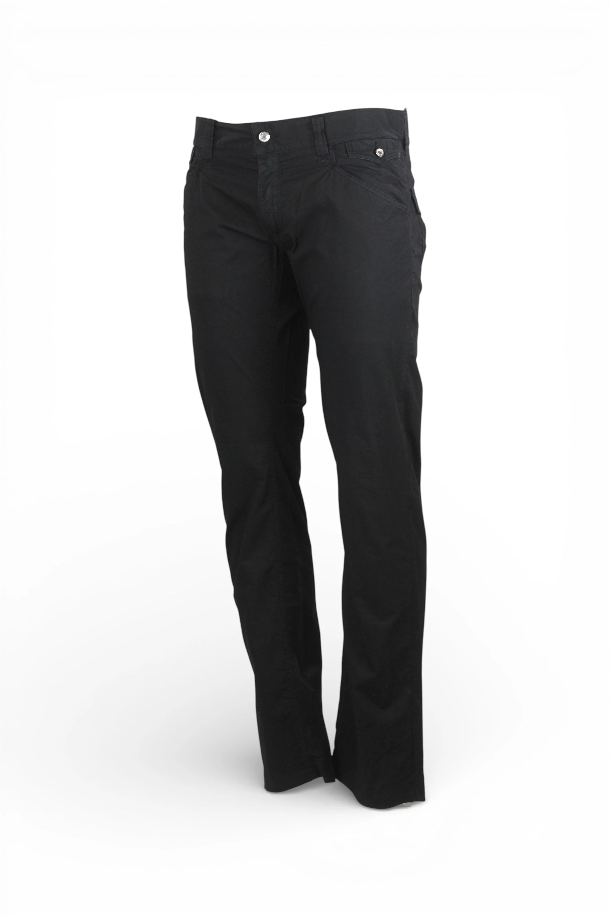 Black Chino Trousers with Back Logo Patch