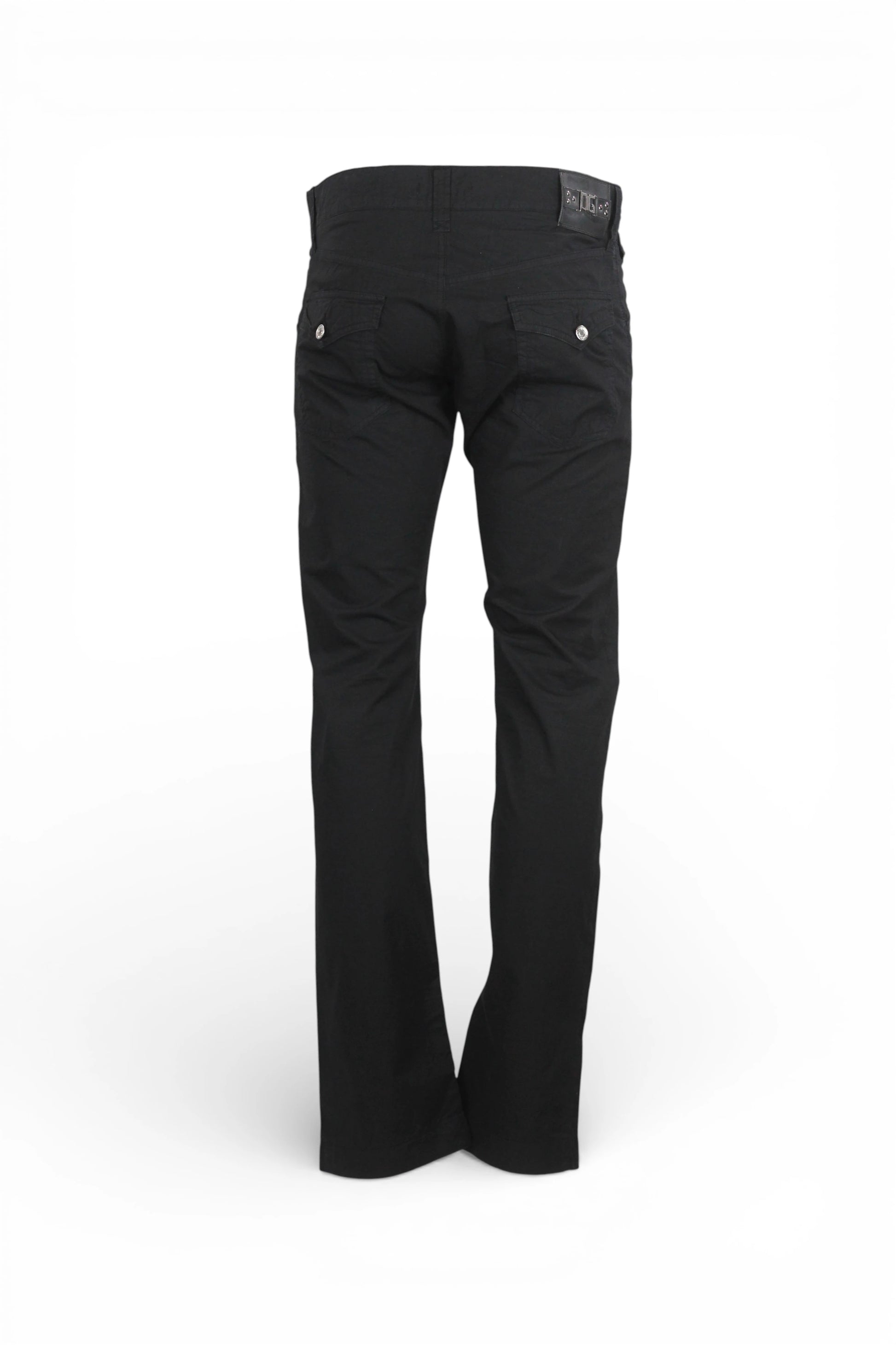 Black Chino Trousers with Back Logo Patch