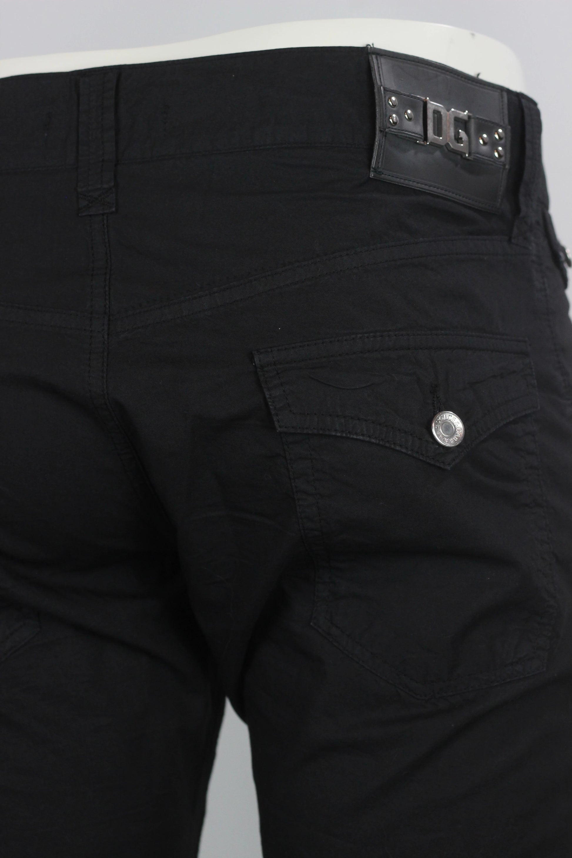 Black Chino Trousers with Back Logo Patch