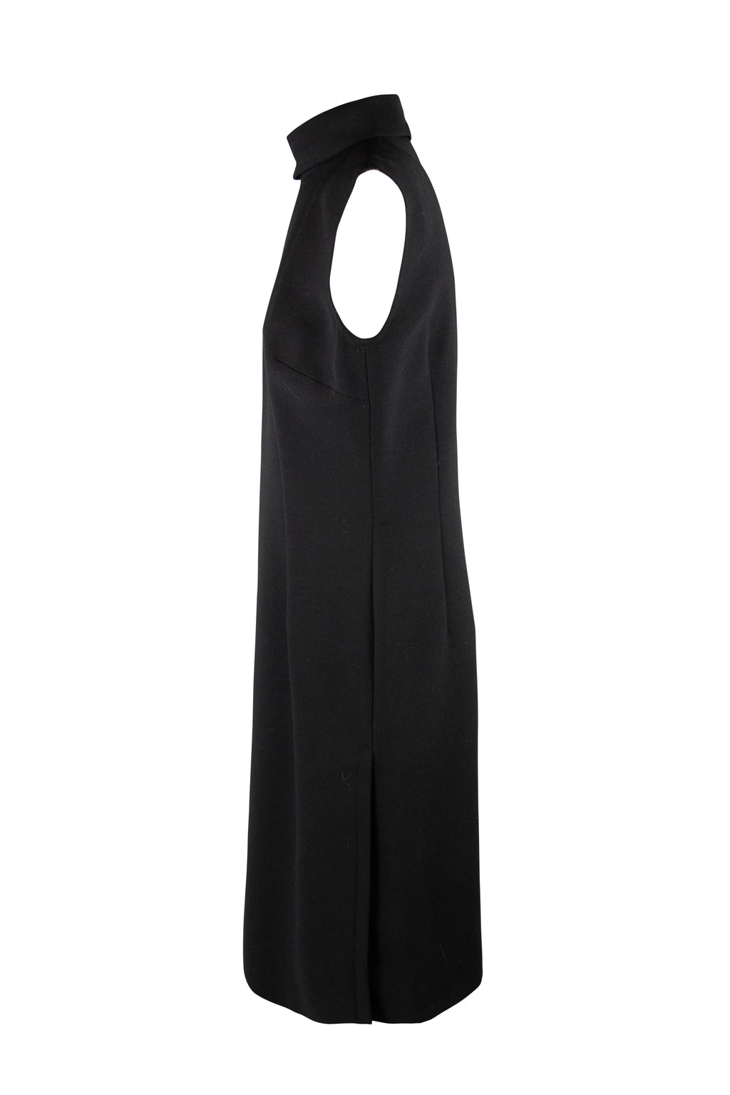 Black Sheath Dress with Turtleneck and Side Slit