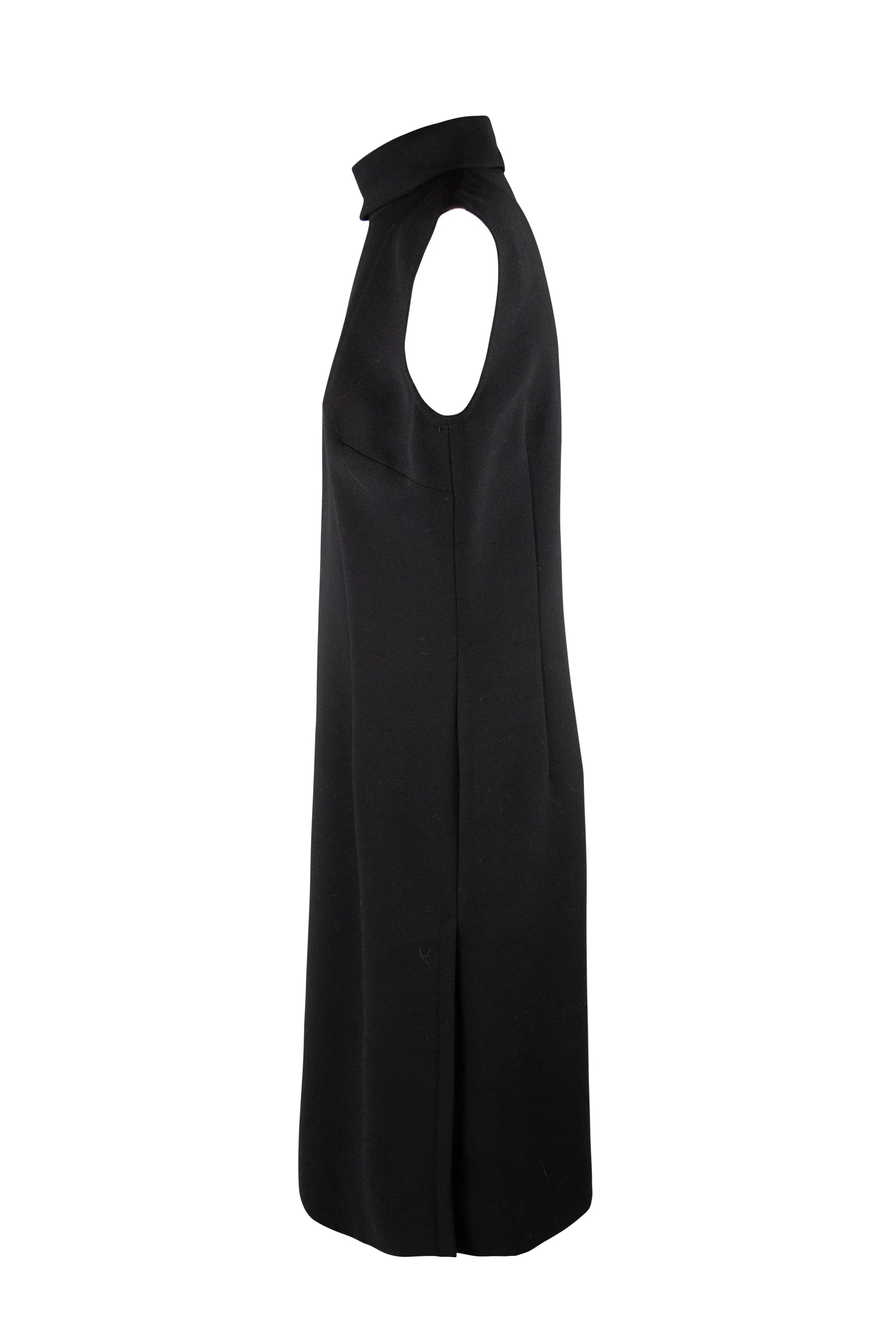 Black Sheath Dress with Turtleneck and Side Slit
