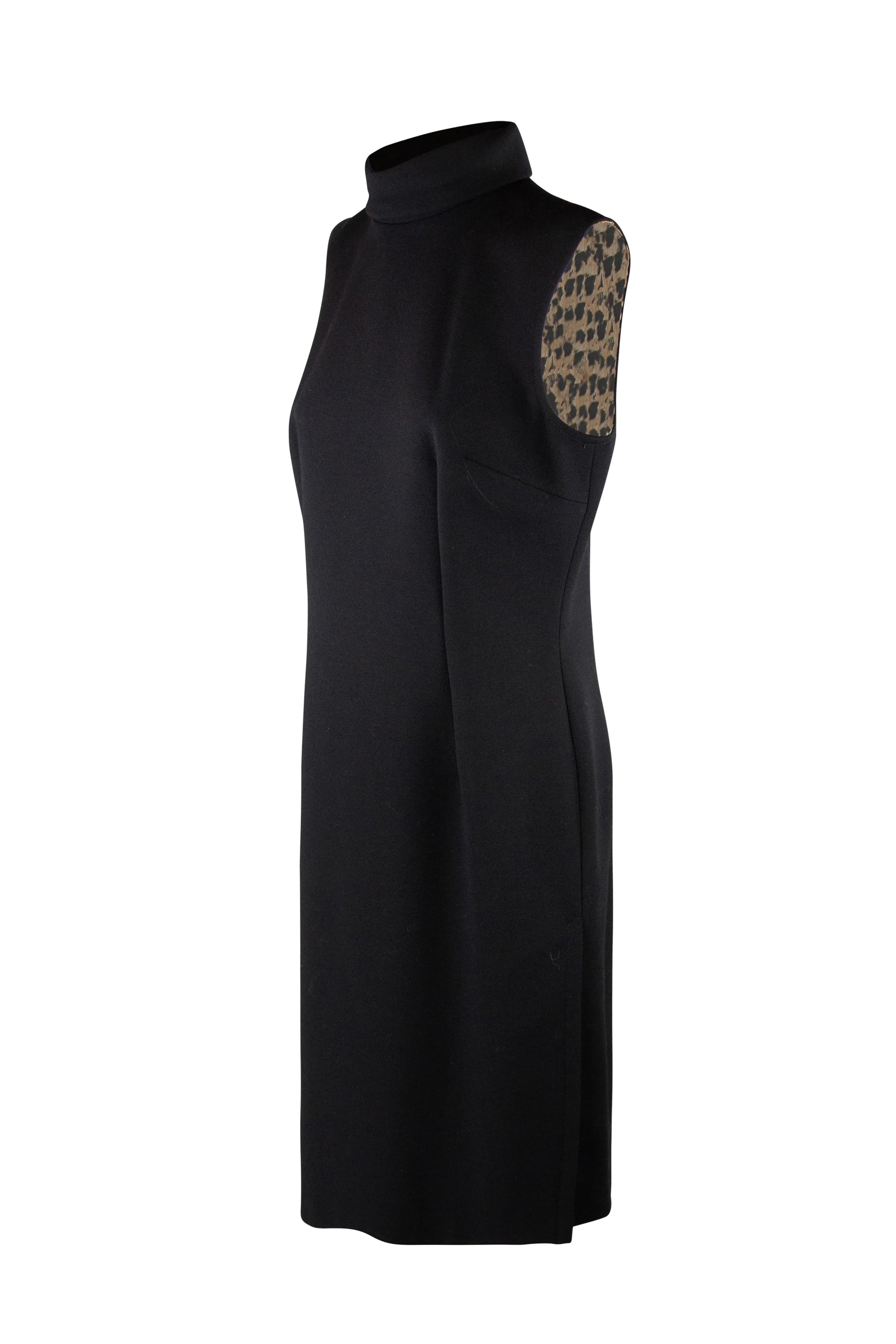 Black Sheath Dress with Turtleneck and Side Slit