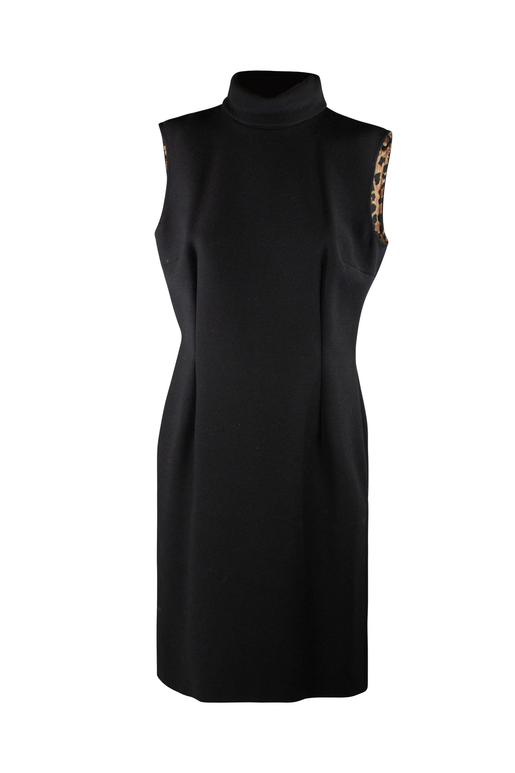 Black Sheath Dress with Turtleneck and Side Slit
