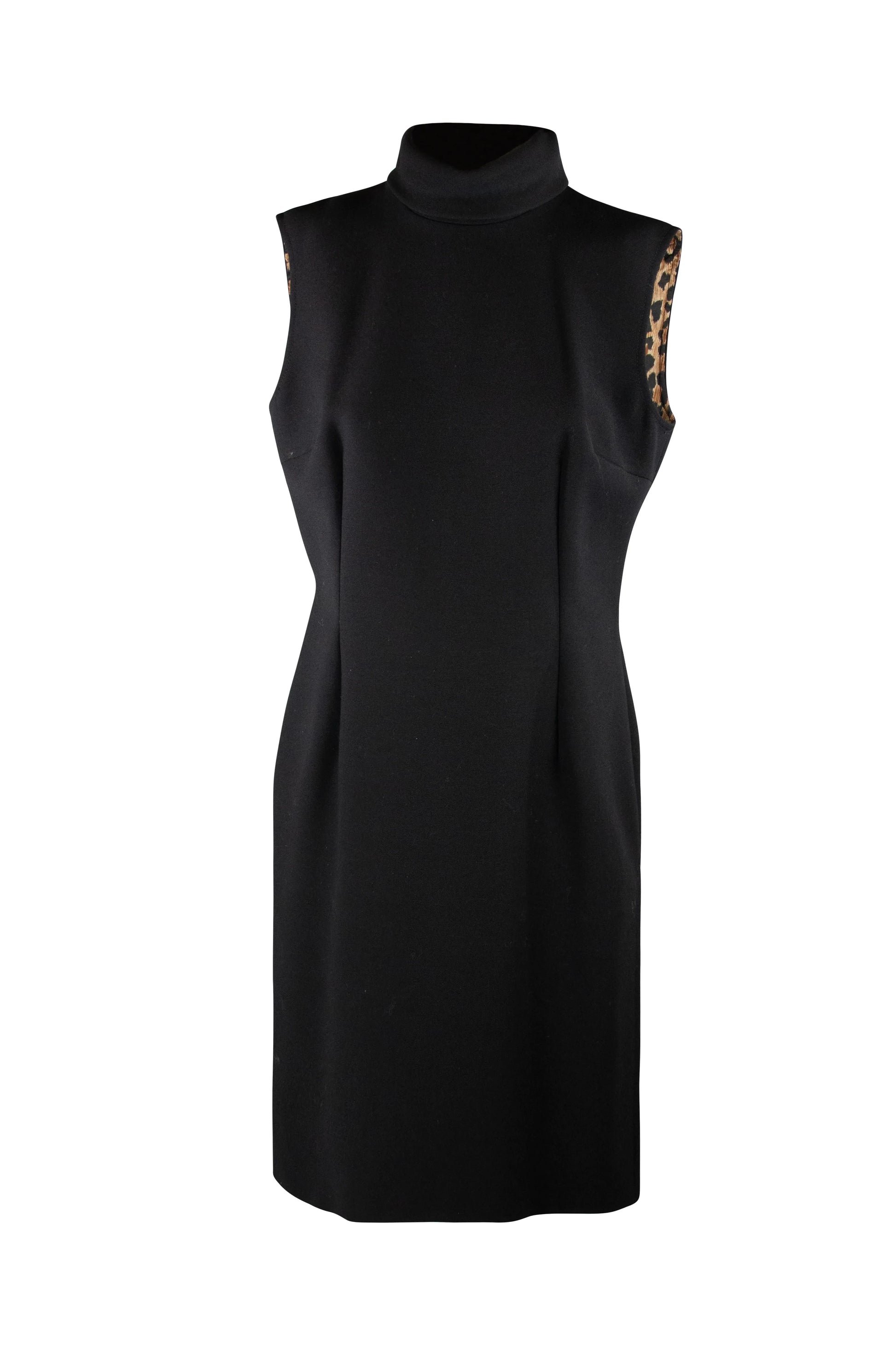 Black Sheath Dress with Turtleneck and Side Slit