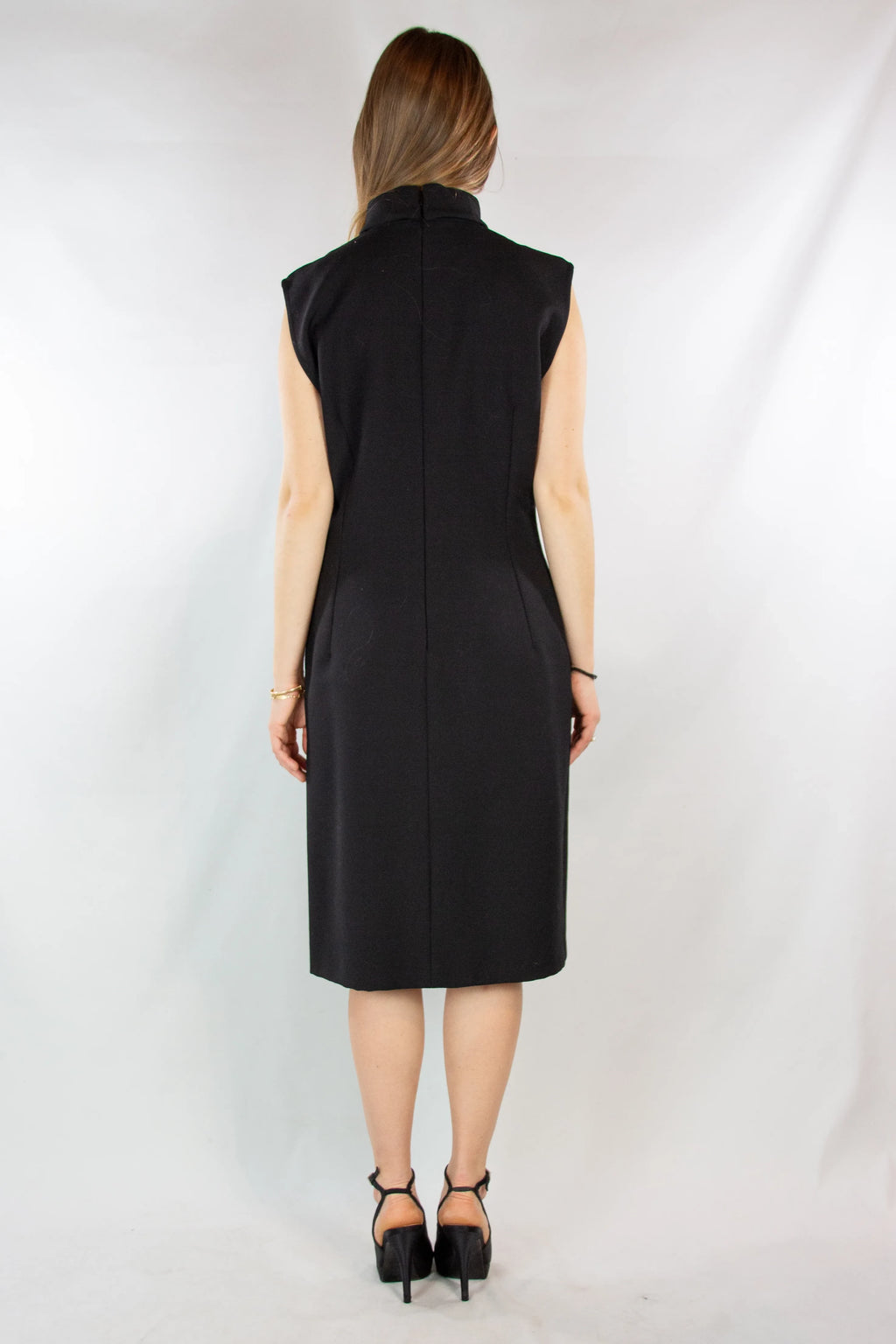 Black Sheath Dress with Turtleneck and Side Slit