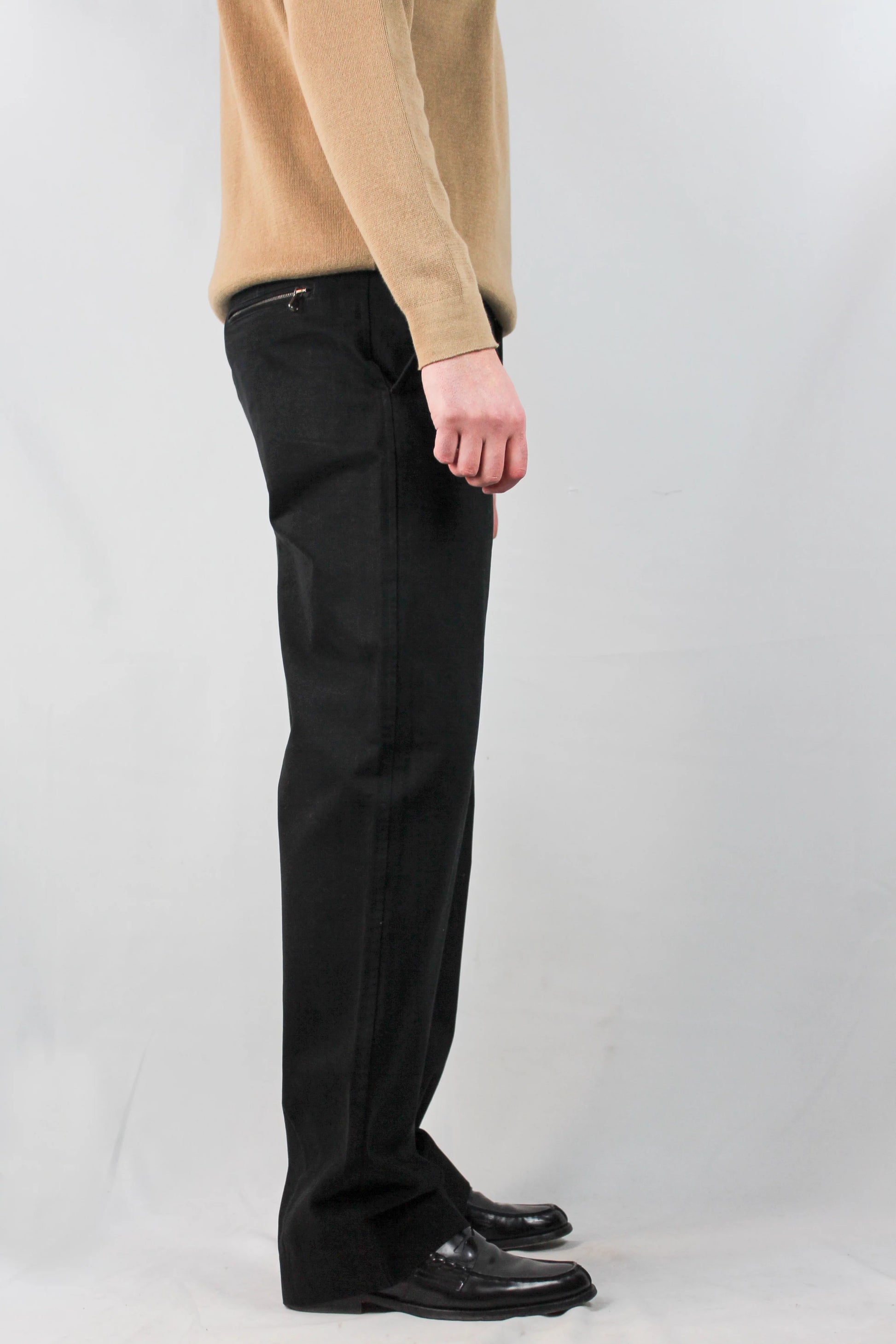 Wide-Leg Black Moleskin Trousers