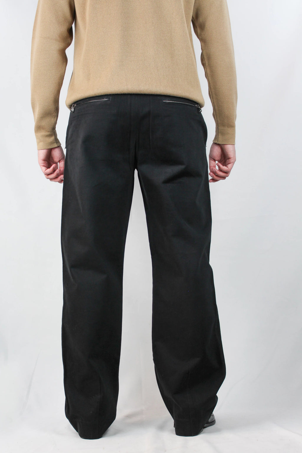 Wide-Leg Black Moleskin Trousers