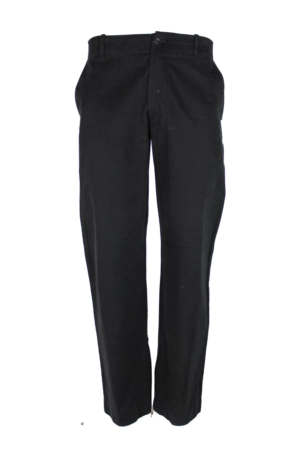 Wide-Leg Black Moleskin Trousers