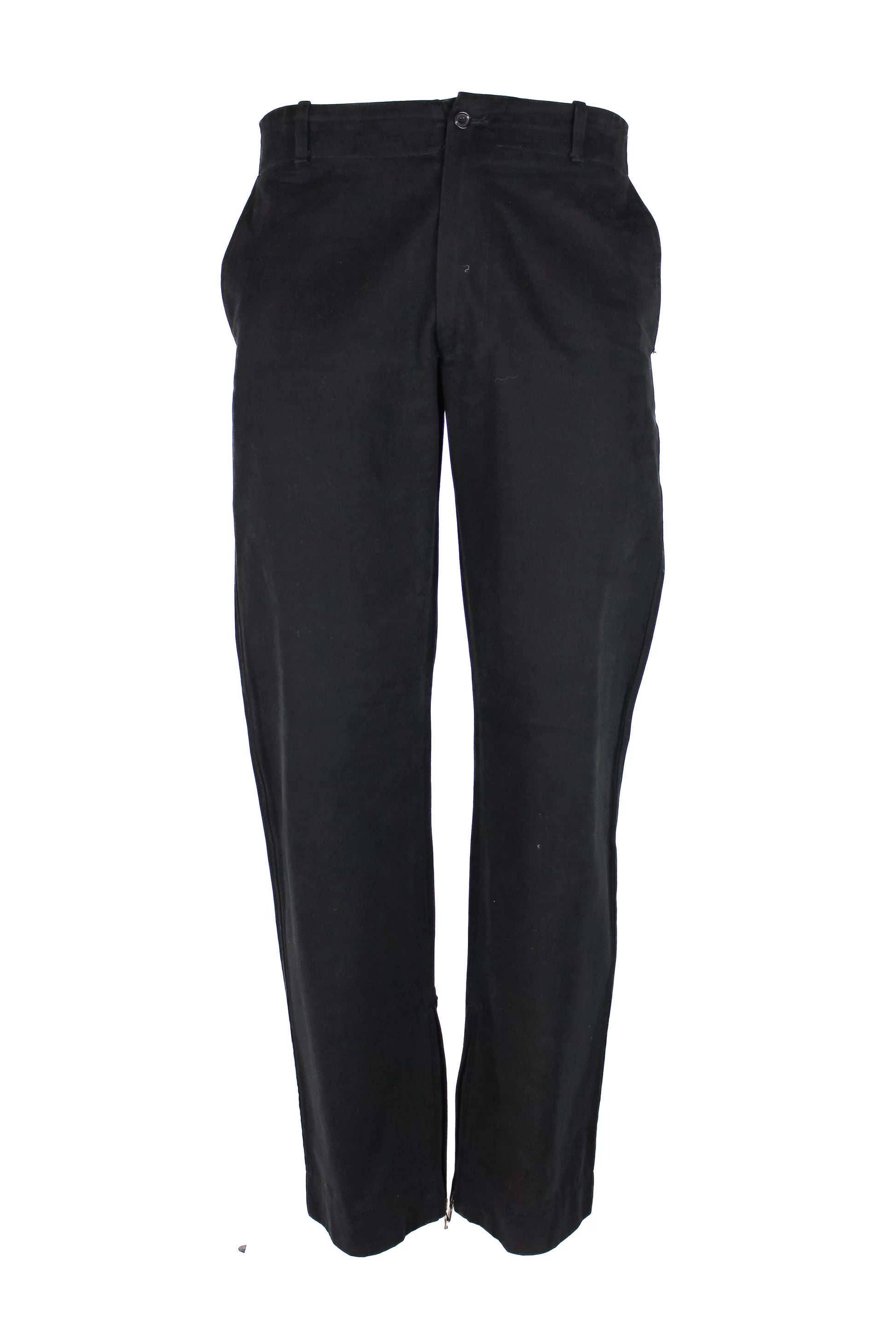 Wide-Leg Black Moleskin Trousers