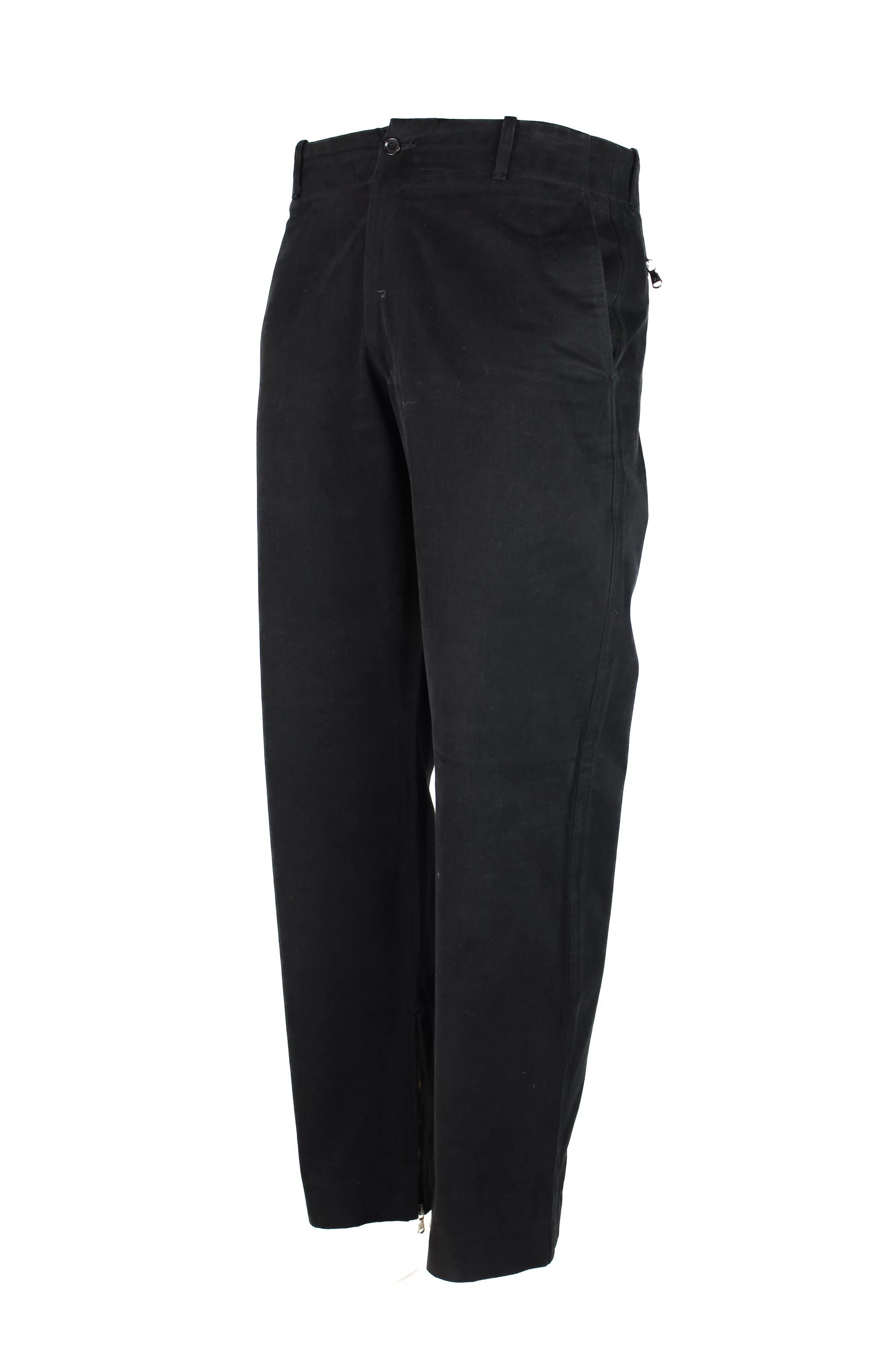 Wide-Leg Black Moleskin Trousers