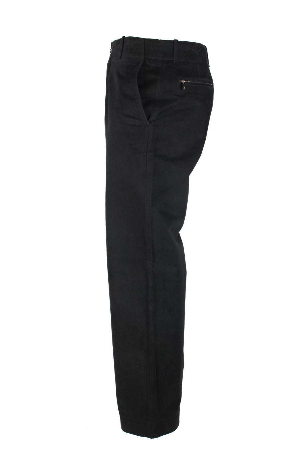 Wide-Leg Black Moleskin Trousers