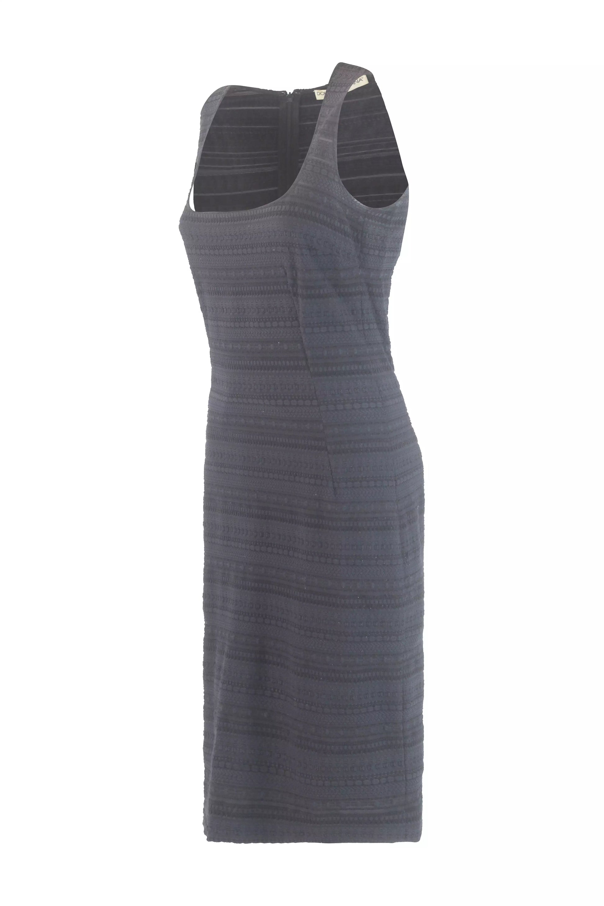 Navy Blue Textured Bodycon Midi Dress