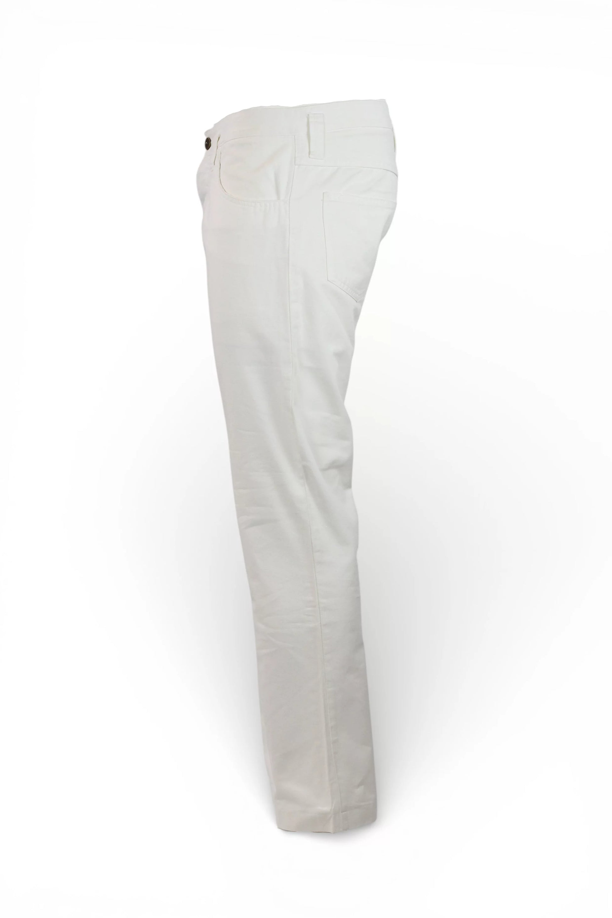 White Cotton Denim Flare Trousers