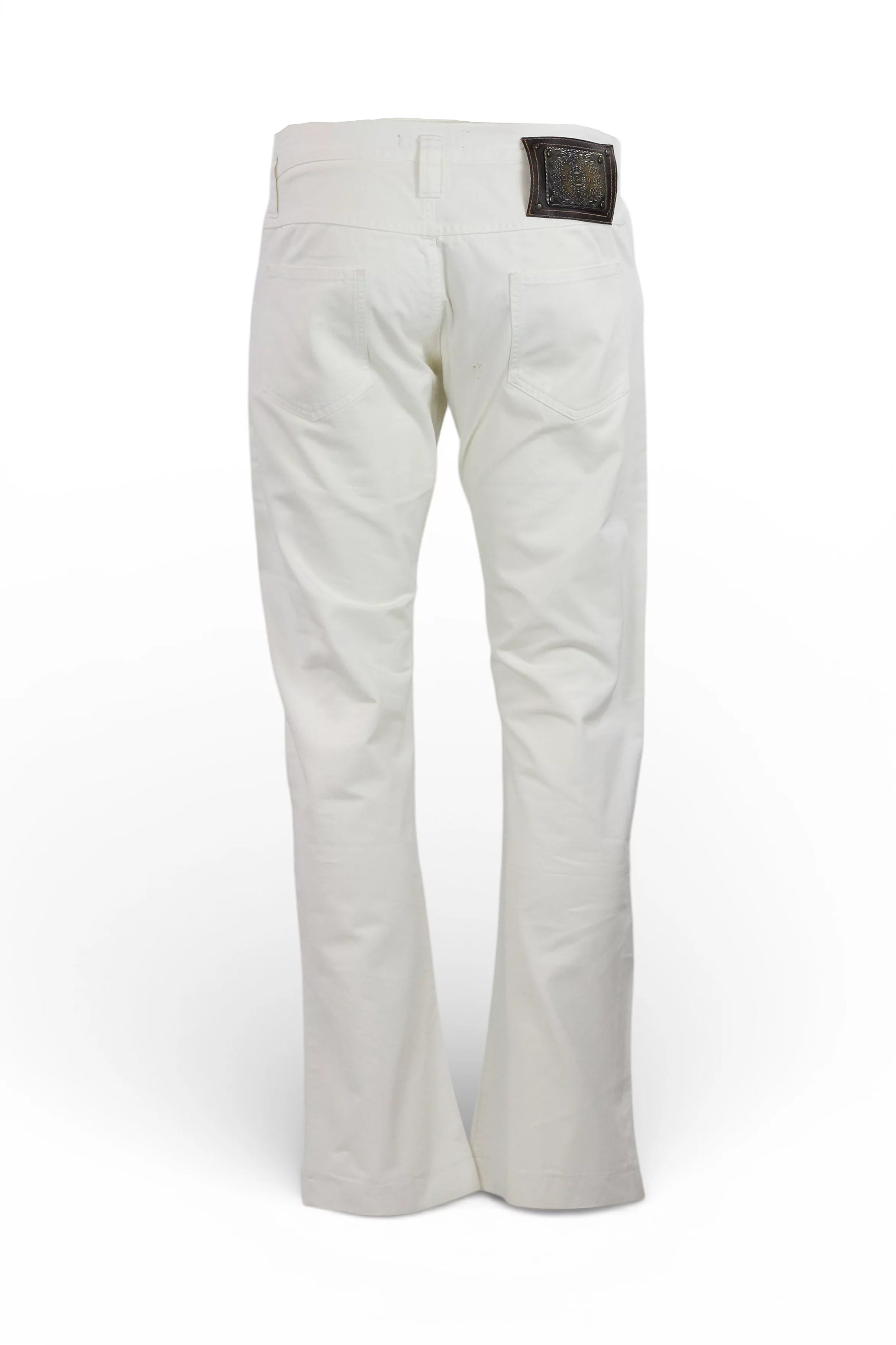 White Cotton Denim Flare Trousers