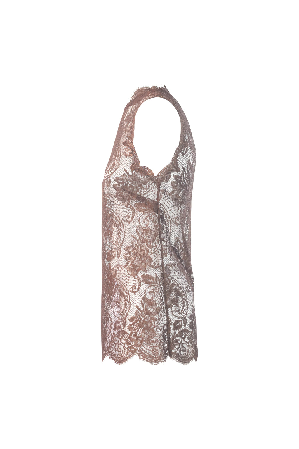 Floral Lace Mock-Neck Sleeveless Top