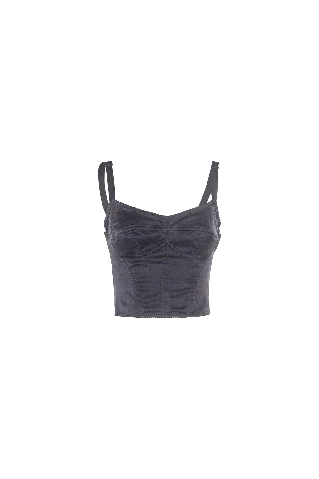 Black Satin Bustier Corset Crop Top