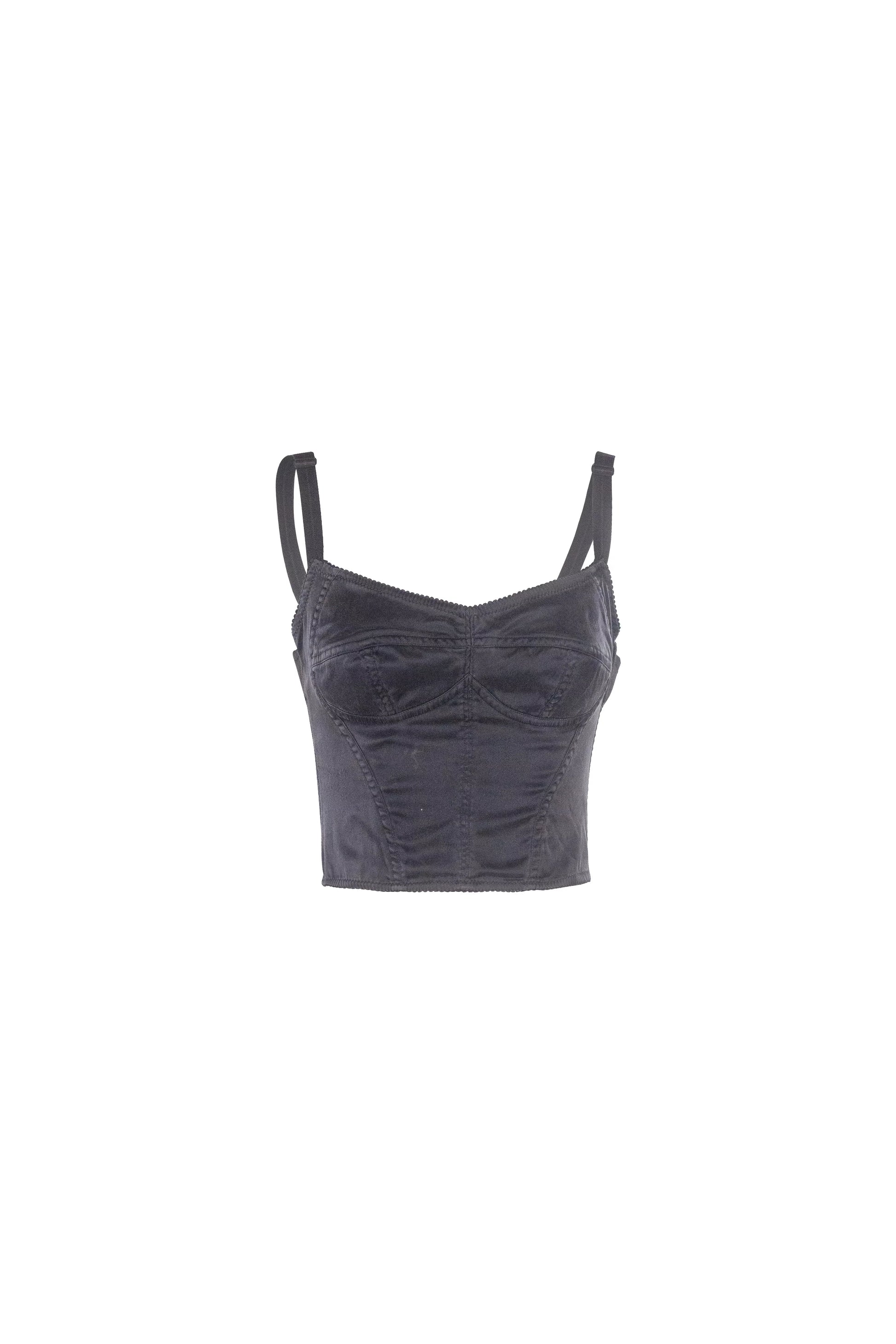 Black Satin Bustier Corset Crop Top