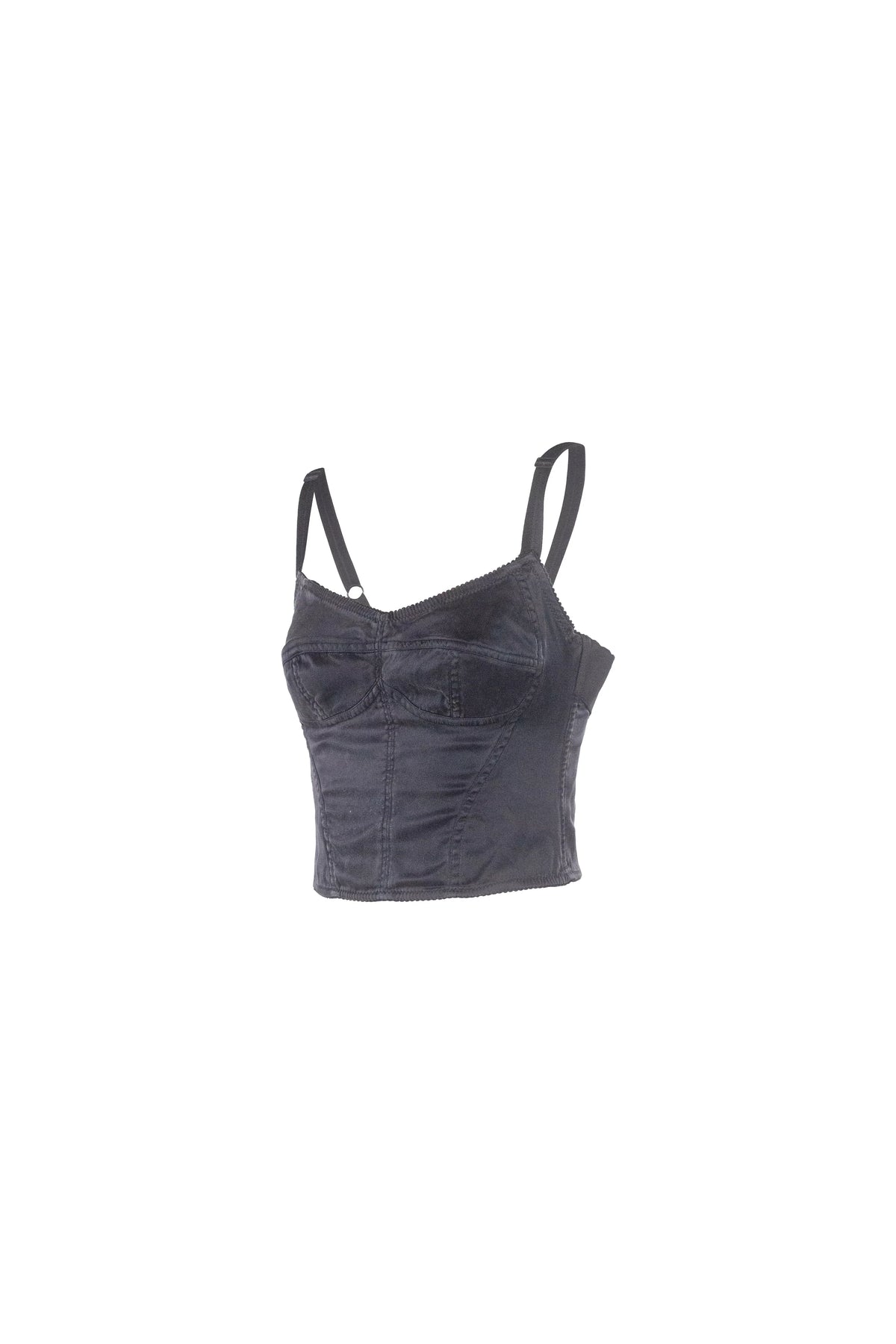 Black Satin Bustier Corset Crop Top