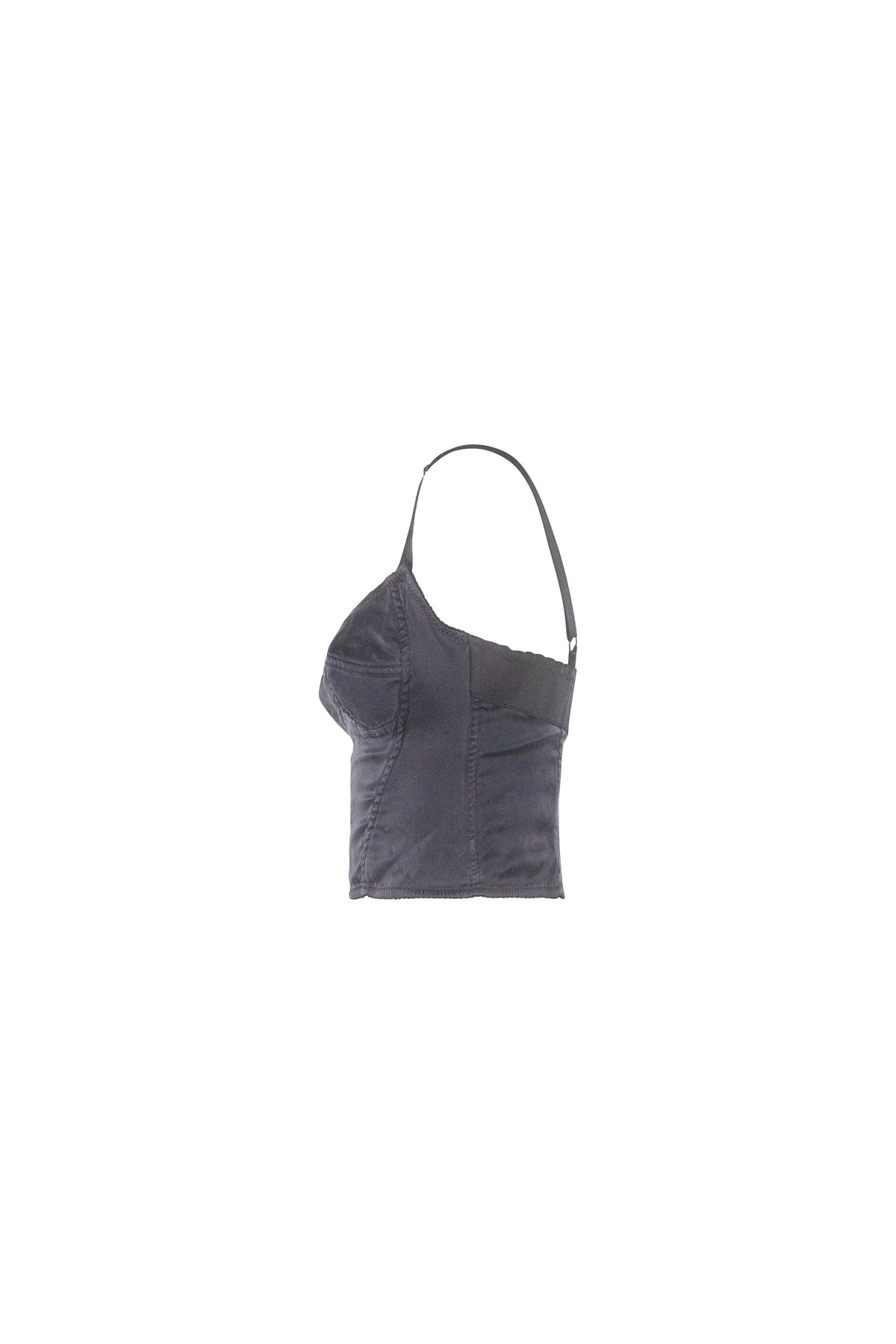 Black Satin Bustier Corset Crop Top
