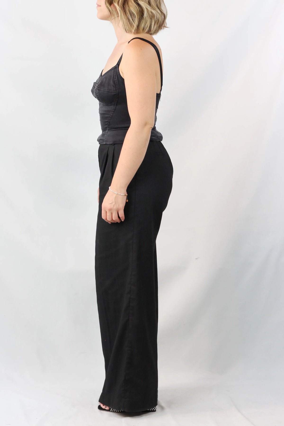 Black Satin Bustier Corset Crop Top