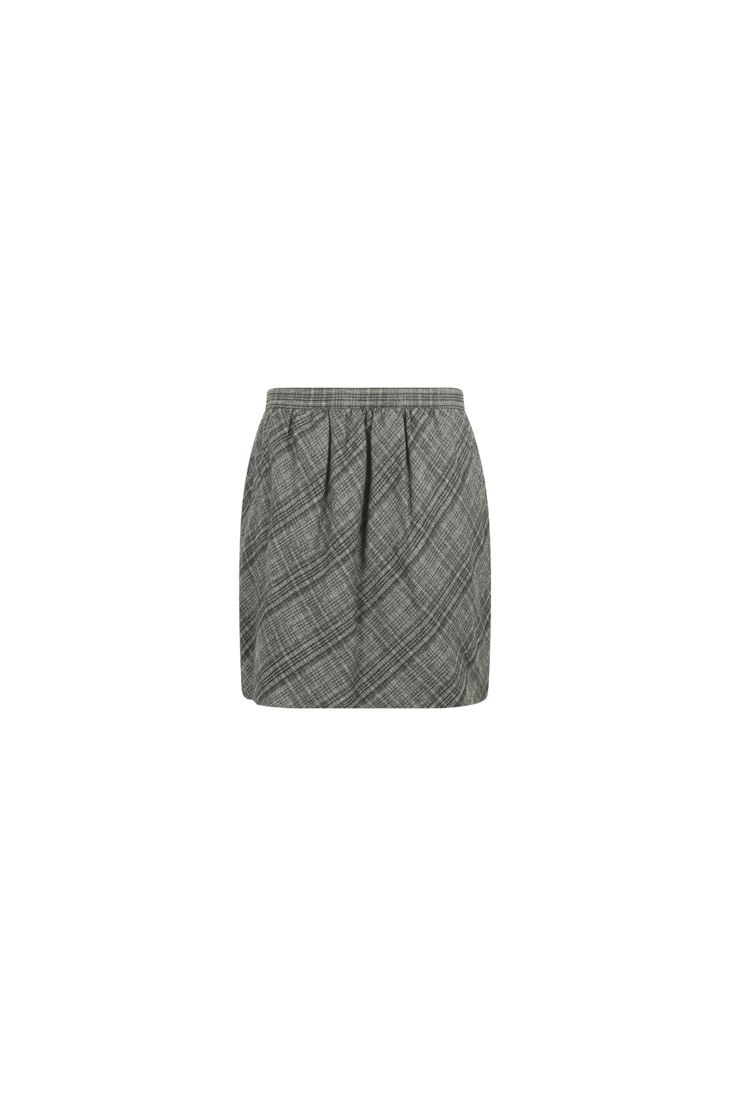 Checked wool blend high-waisted mini skirt