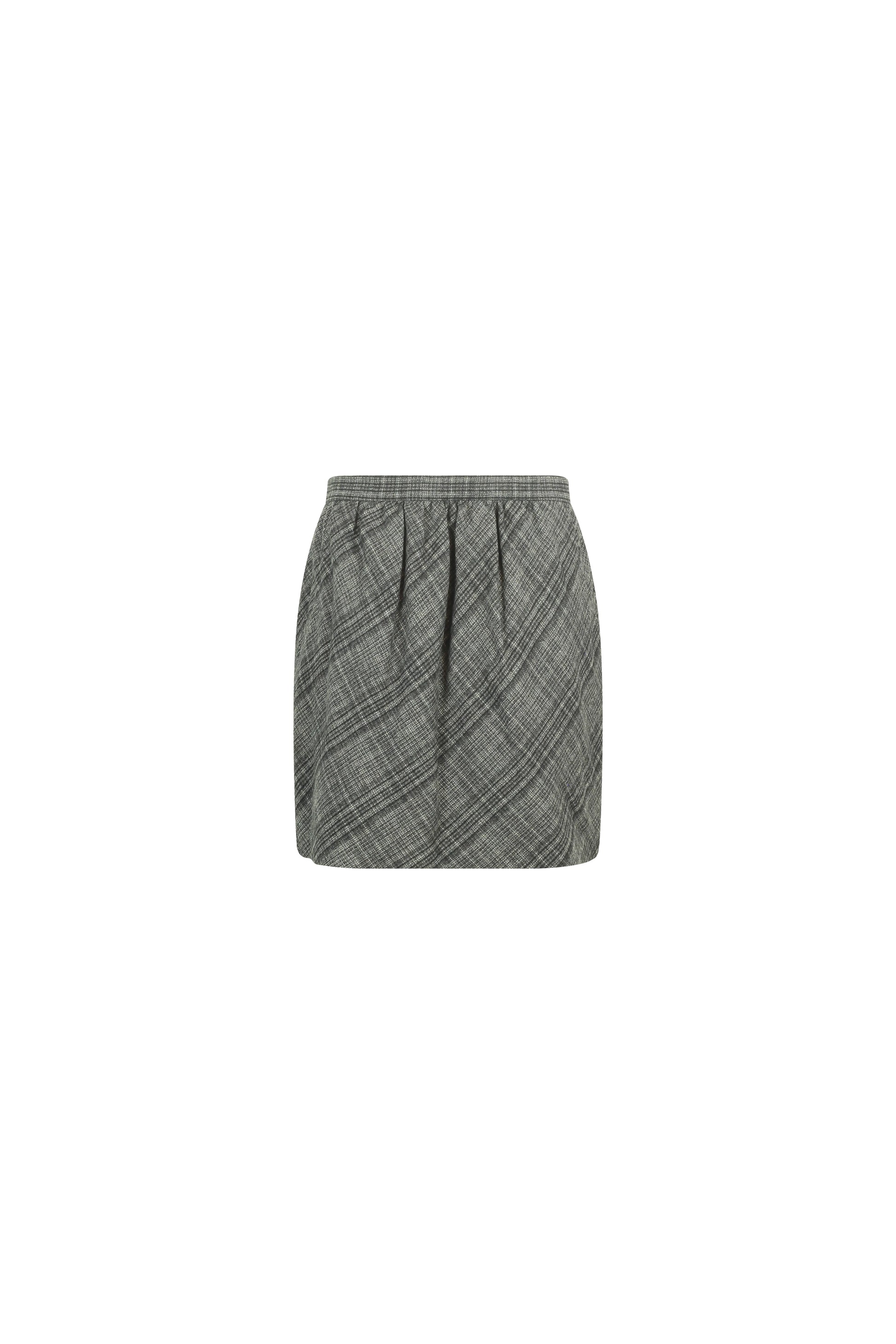 Checked wool blend high-waisted mini skirt