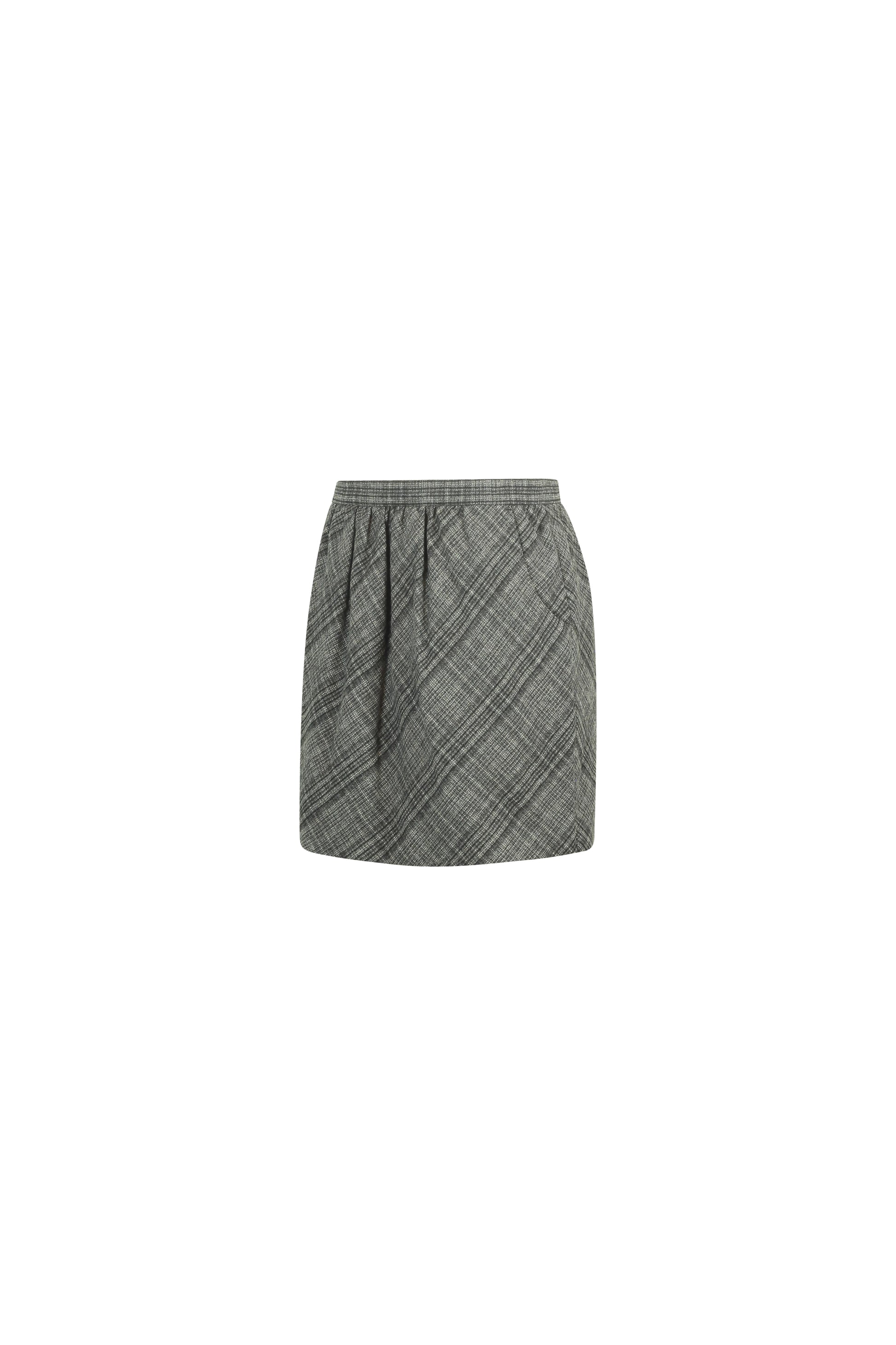 Checked wool blend high-waisted mini skirt