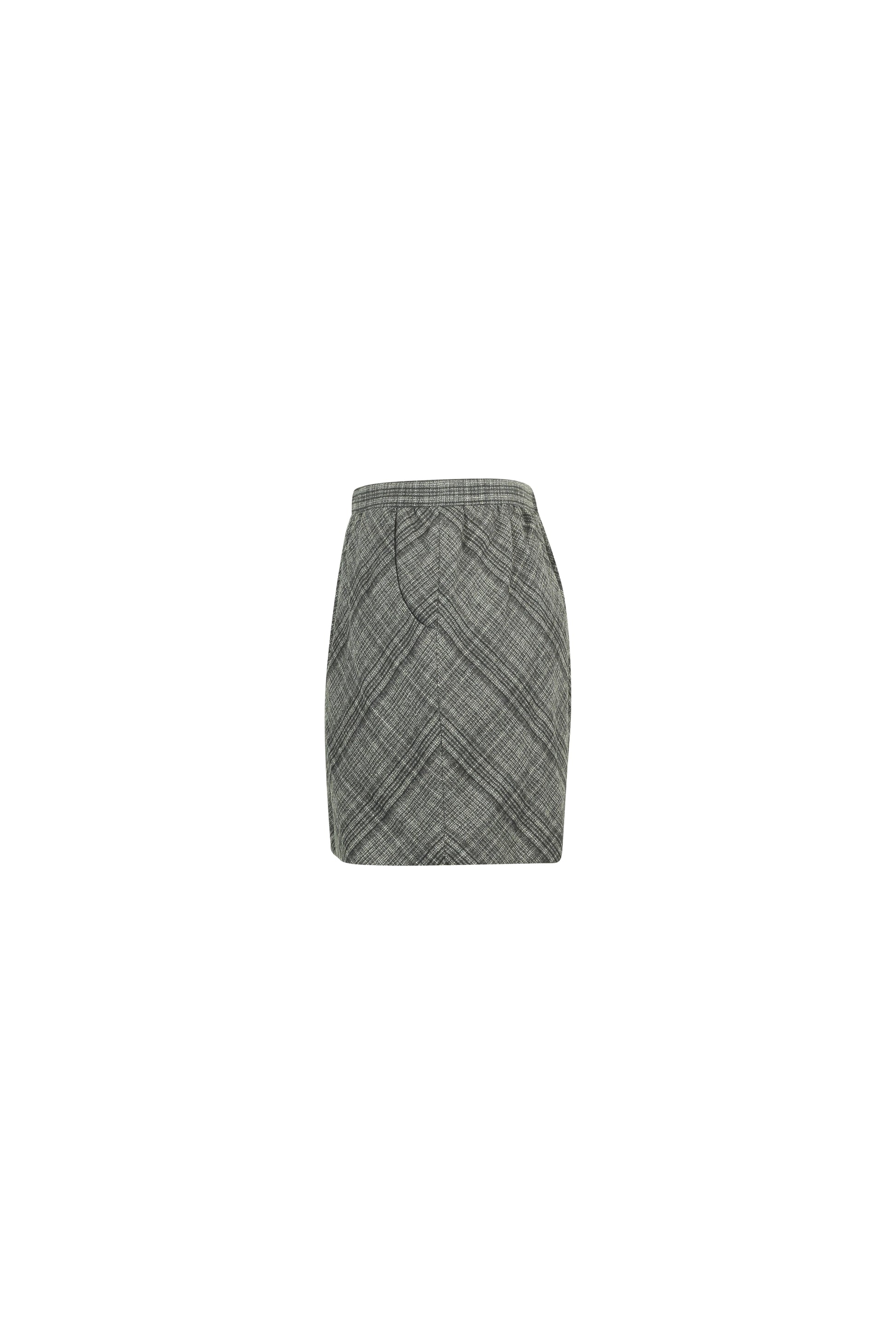 Checked wool blend high-waisted mini skirt