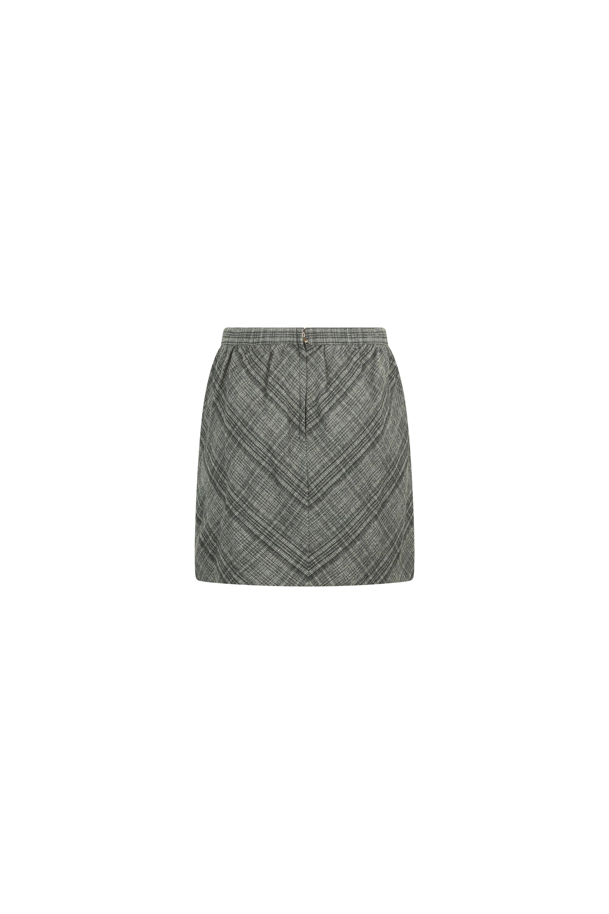 Checked wool blend high-waisted mini skirt