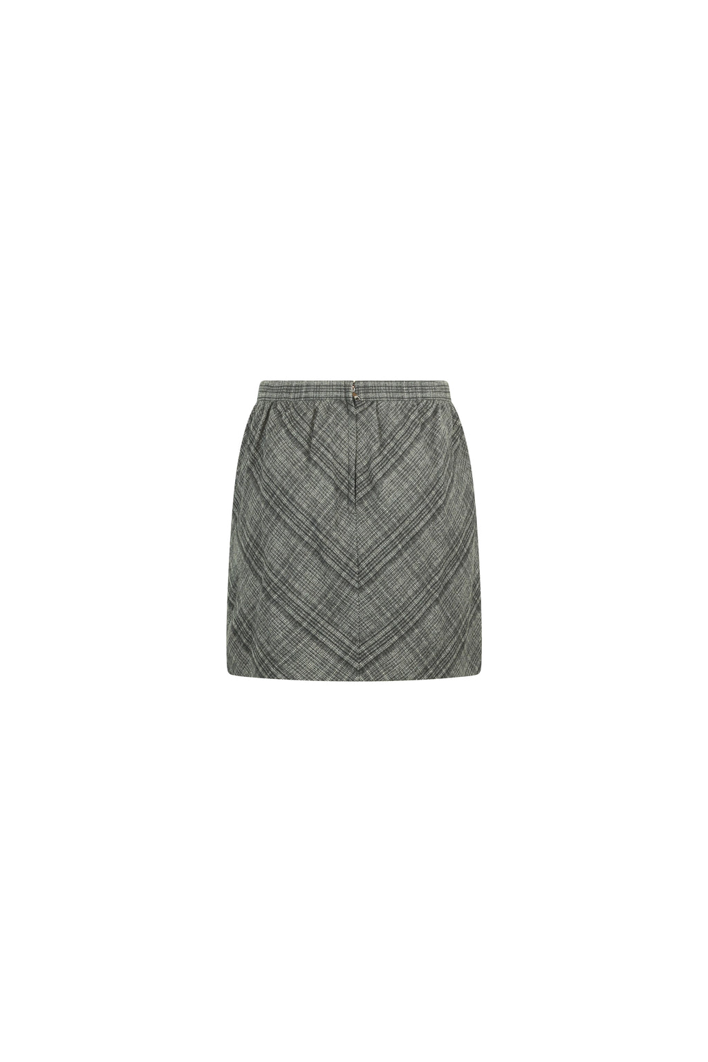 Checked wool blend high-waisted mini skirt
