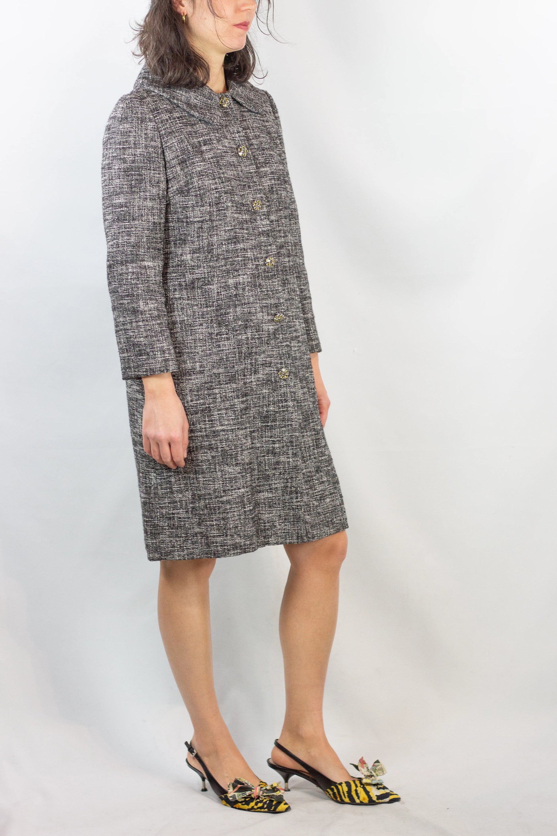 Grey Coat with Rounded Collar