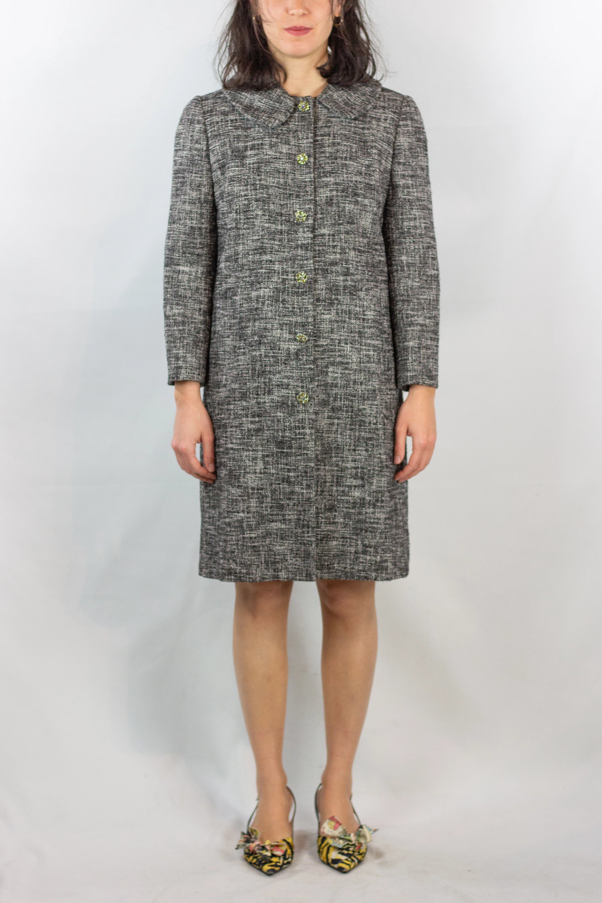 Grey Coat with Rounded Collar