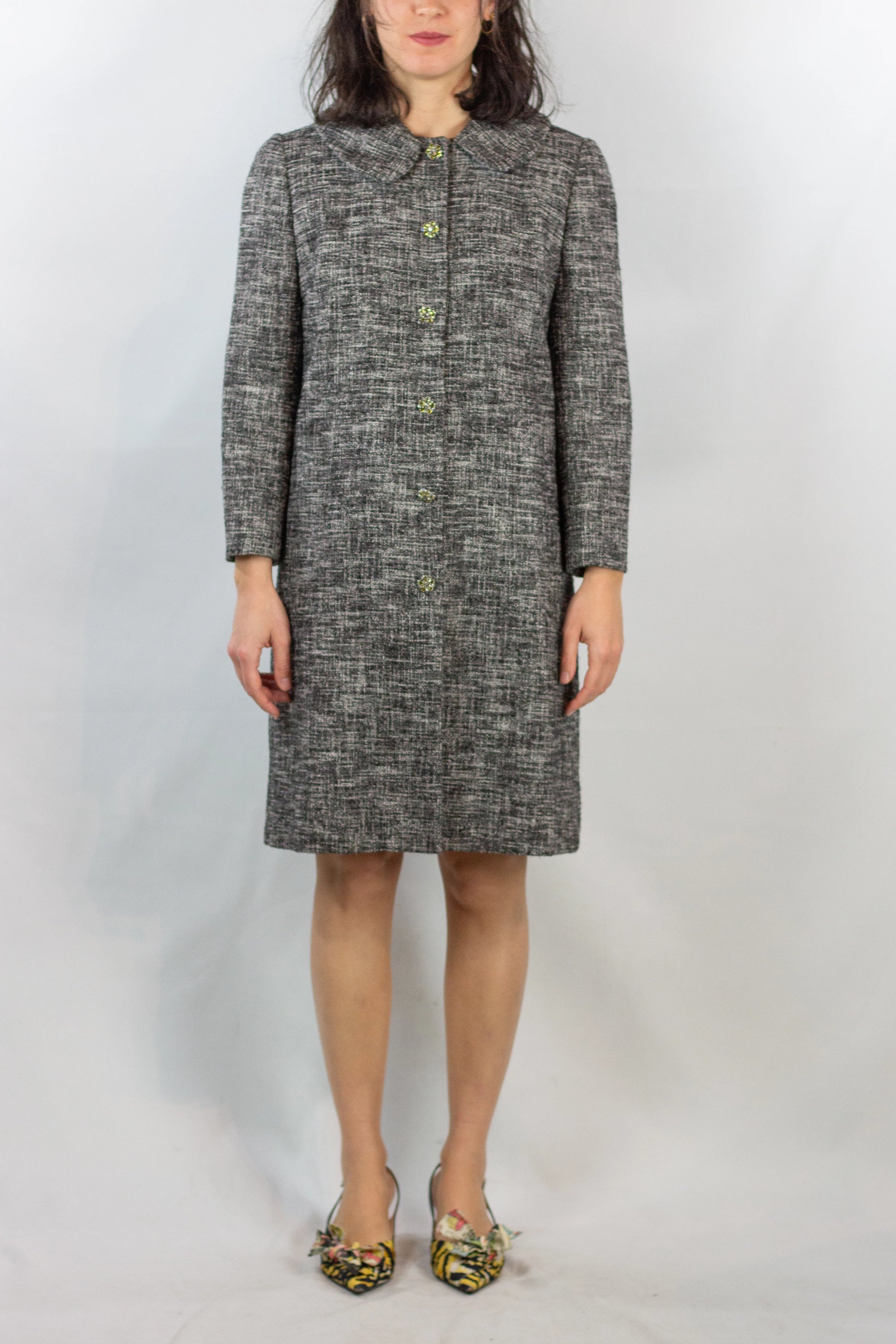 Grey Coat with Rounded Collar