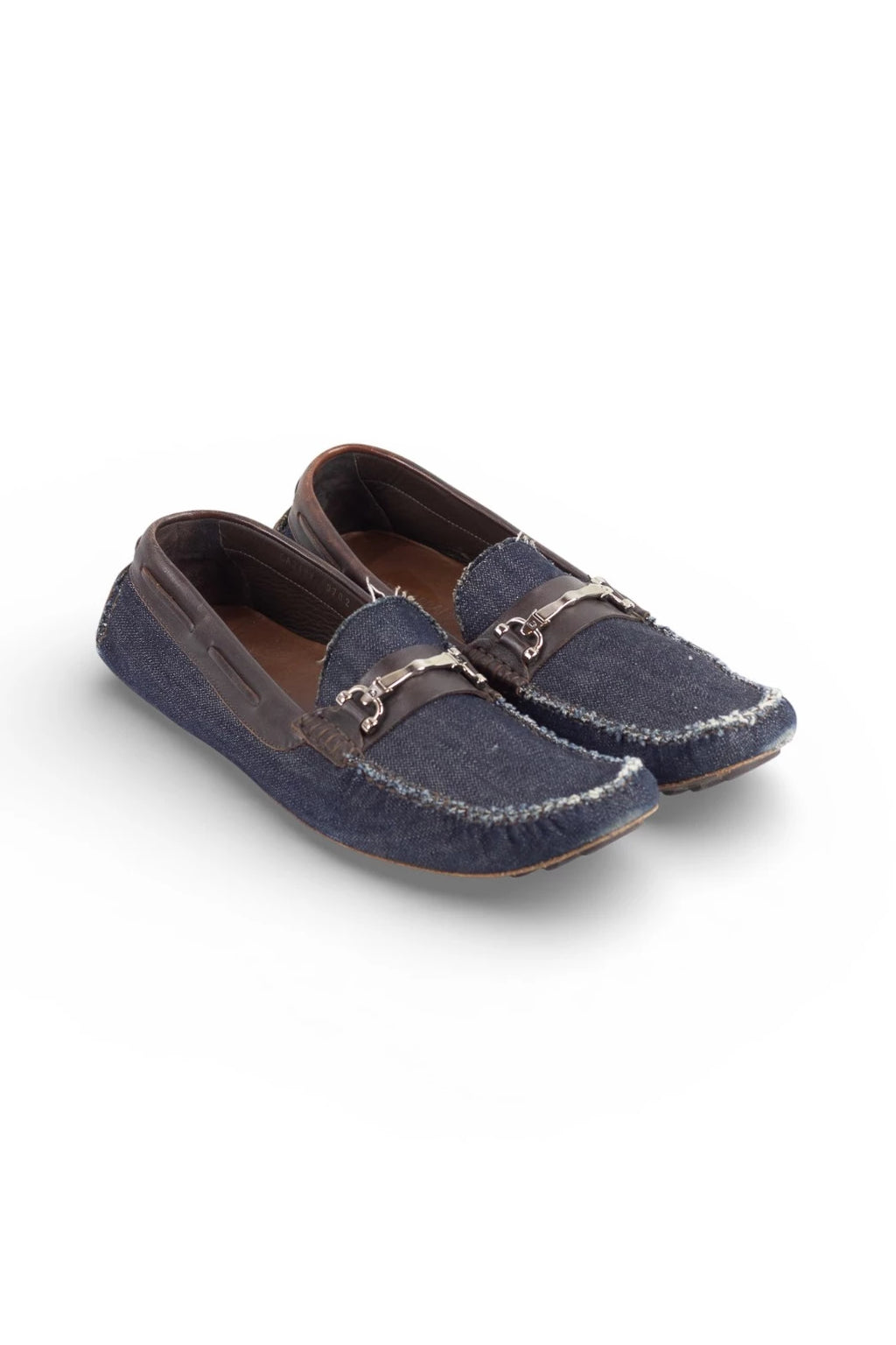 Denim and Brown Leather Moccasins