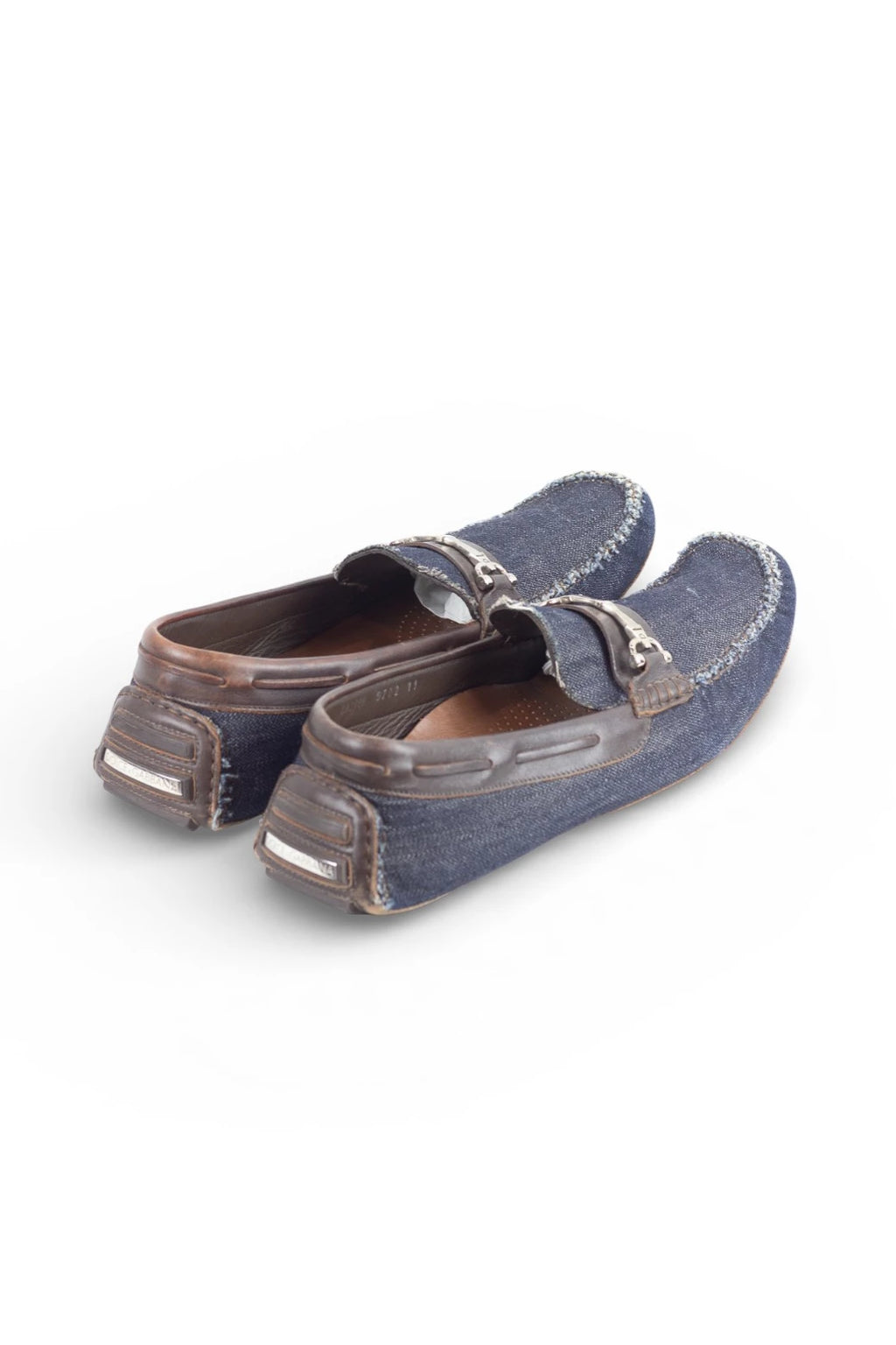 Denim and Brown Leather Moccasins