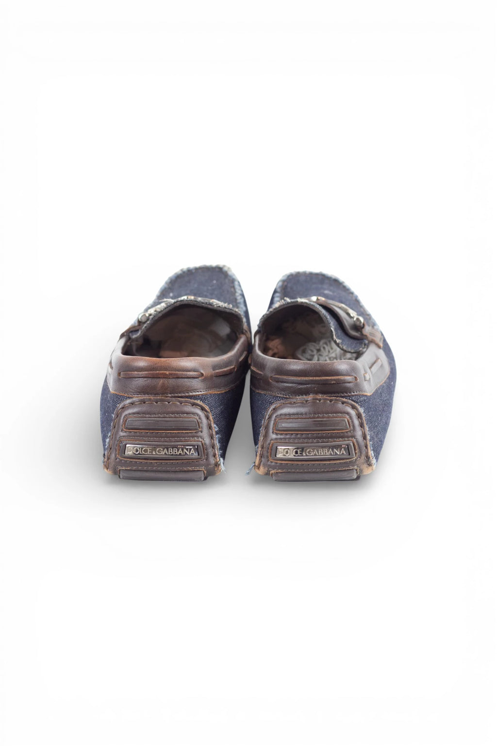 Denim and Brown Leather Moccasins