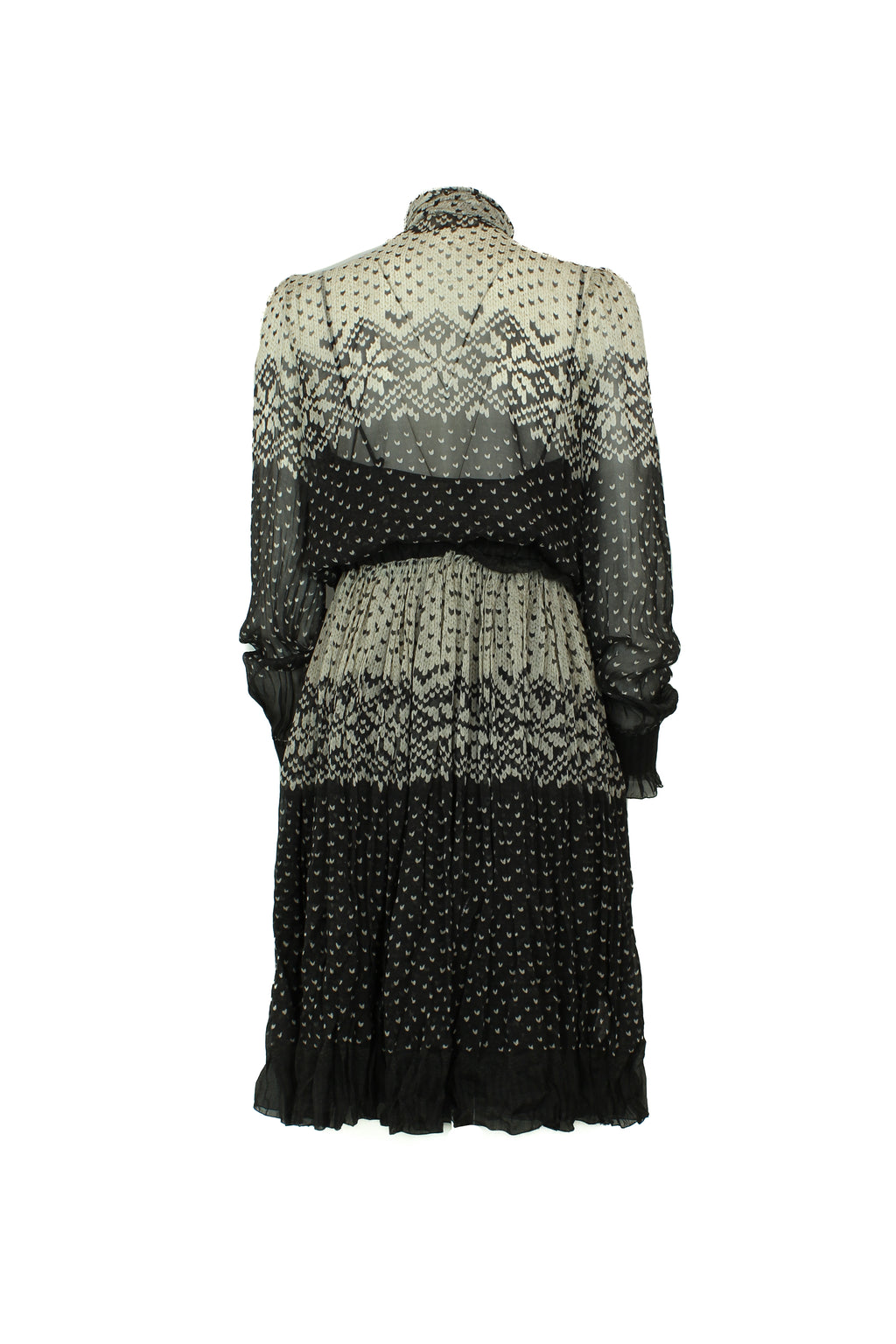 Silk Chiffon Fair Isle Print Midi Dress FW2010
