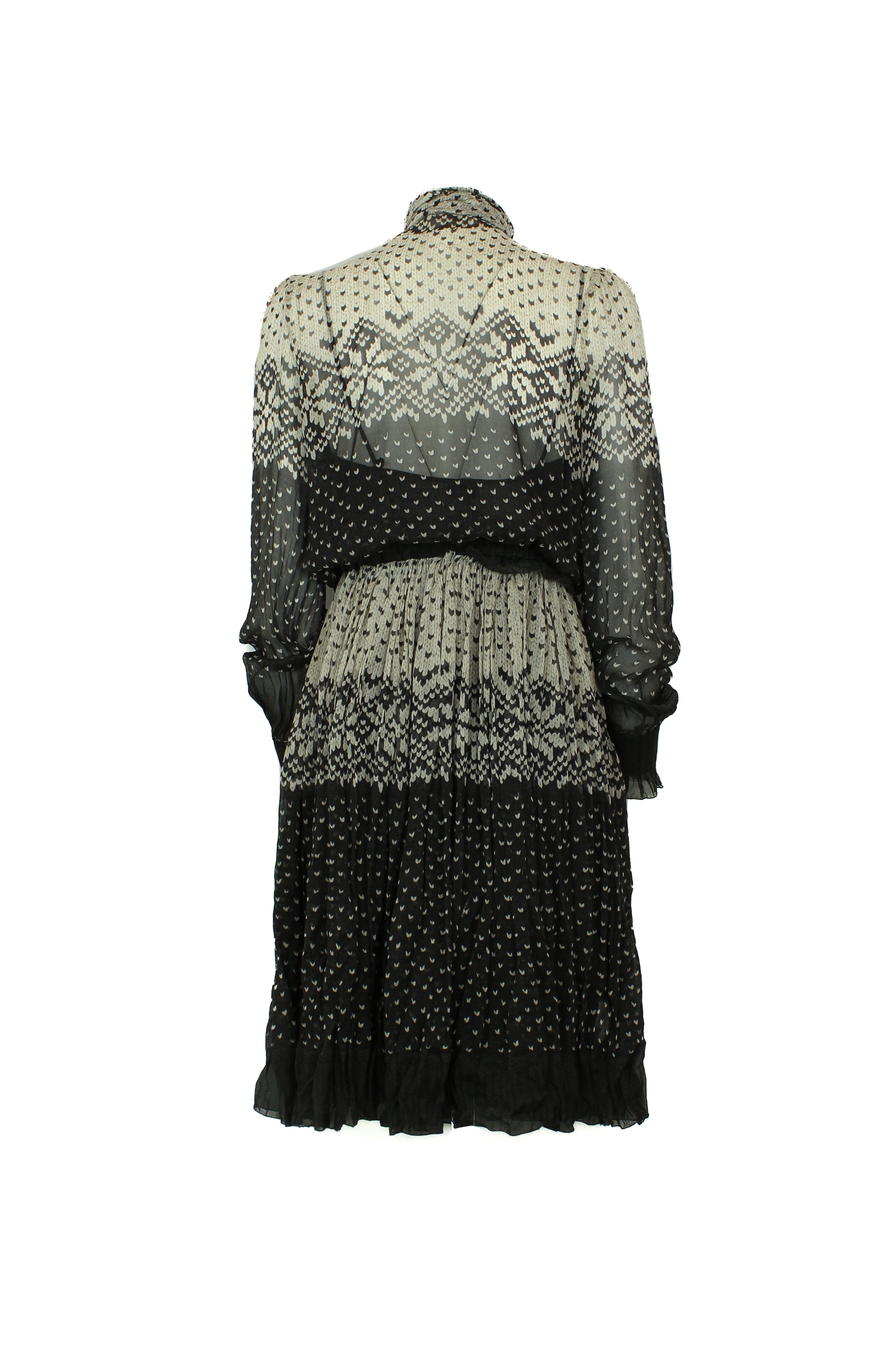 Silk Chiffon Fair Isle Print Midi Dress FW2010