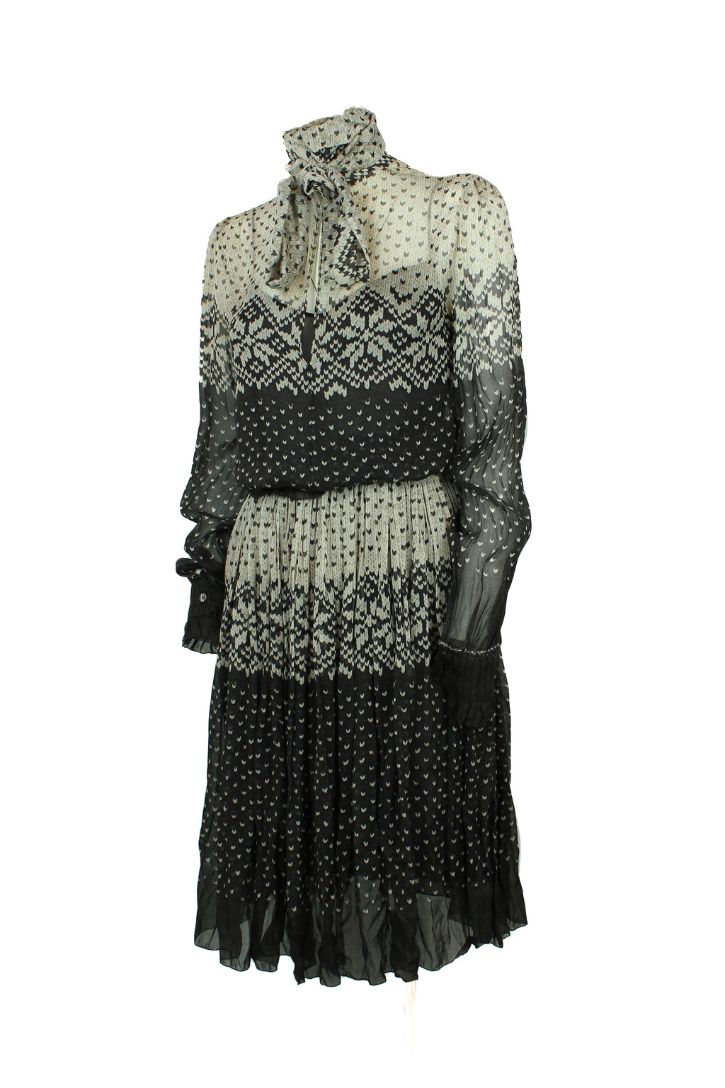 Silk Chiffon Fair Isle Print Midi Dress FW2010