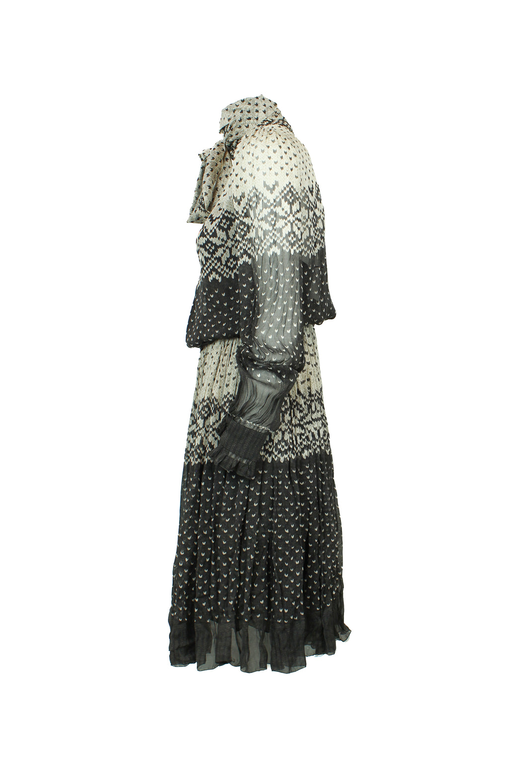 Silk Chiffon Fair Isle Print Midi Dress FW2010